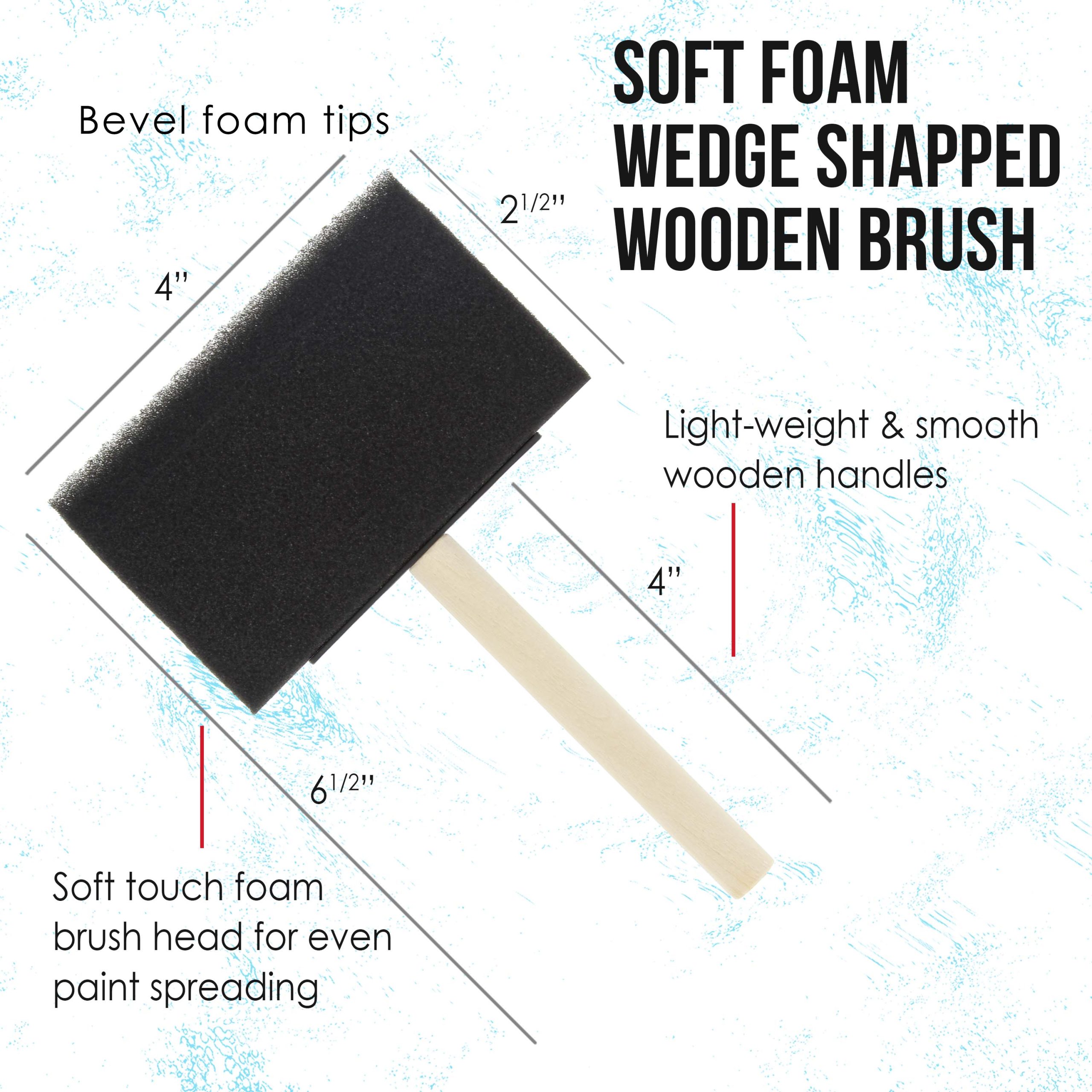 4 inch Foam Sponge Wood Handle Paint Brush Set (Value Pack of 10) - Lightweight. durable and great for Acrylics. Stains. Varnishes. Crafts. Art - Image 3