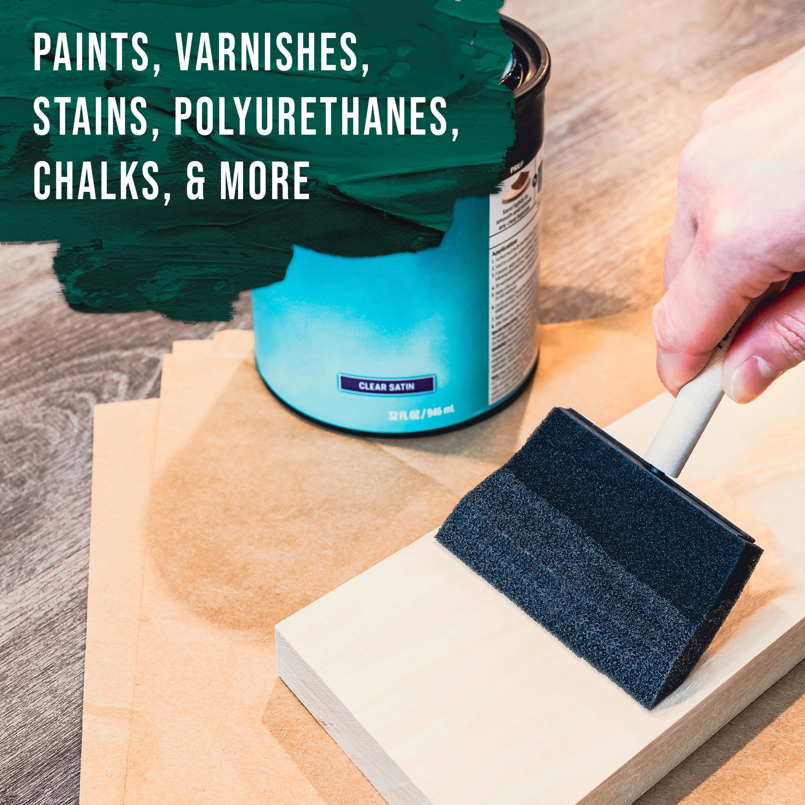 4 inch Foam Sponge Wood Handle Paint Brush Set (Value Pack of 10) - Lightweight. durable and great for Acrylics. Stains. Varnishes. Crafts. Art - Image 4