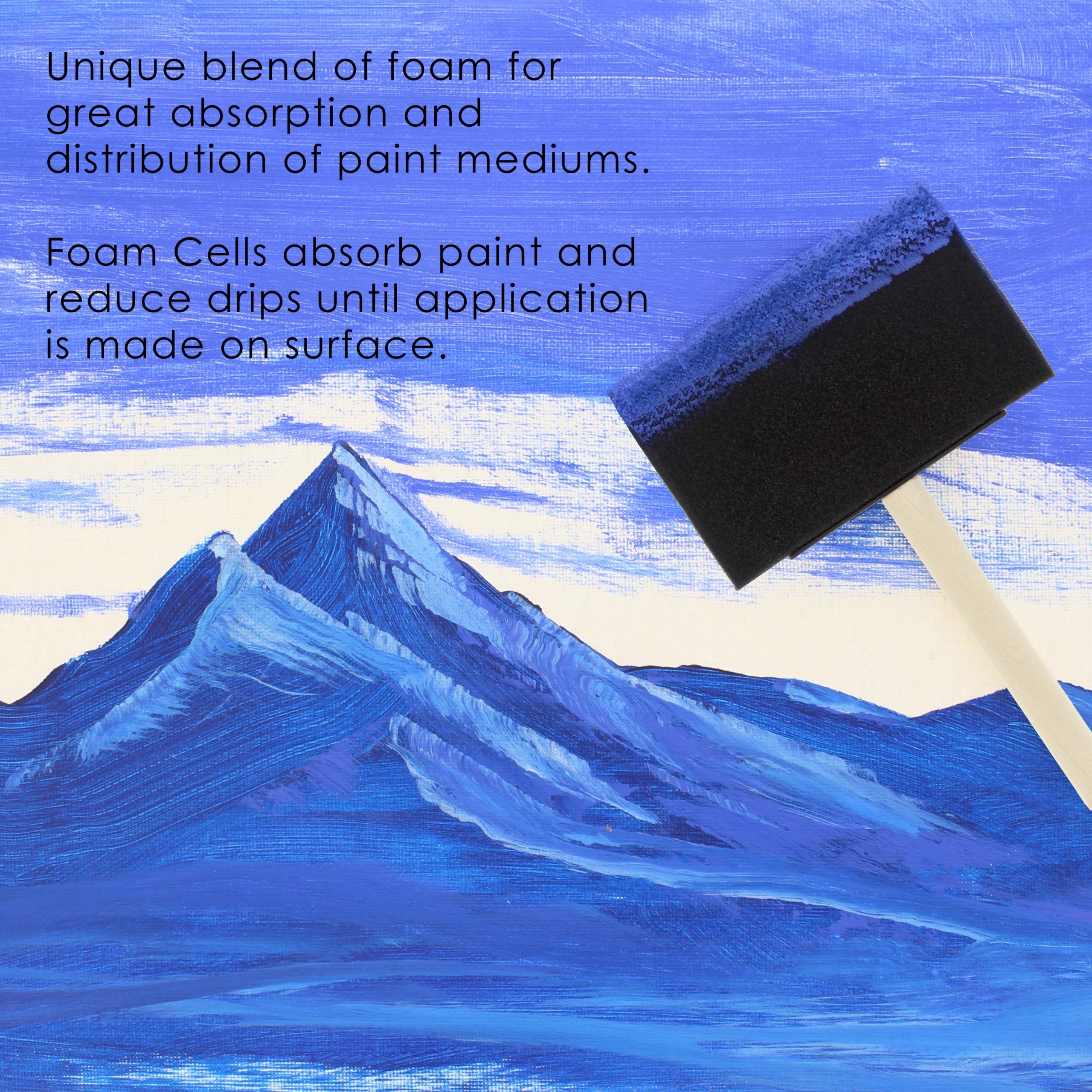 4 inch Foam Sponge Wood Handle Paint Brush Set (Value Pack of 10) - Lightweight. durable and great for Acrylics. Stains. Varnishes. Crafts. Art - Image 5