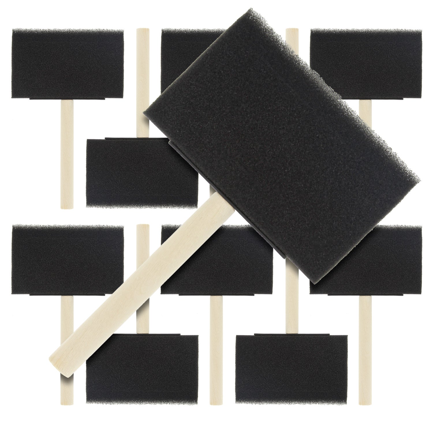 4 inch Foam Sponge Wood Handle Paint Brush Set (Value Pack of 10) - Lightweight. durable and great for Acrylics. Stains. Varnishes. Crafts. Art