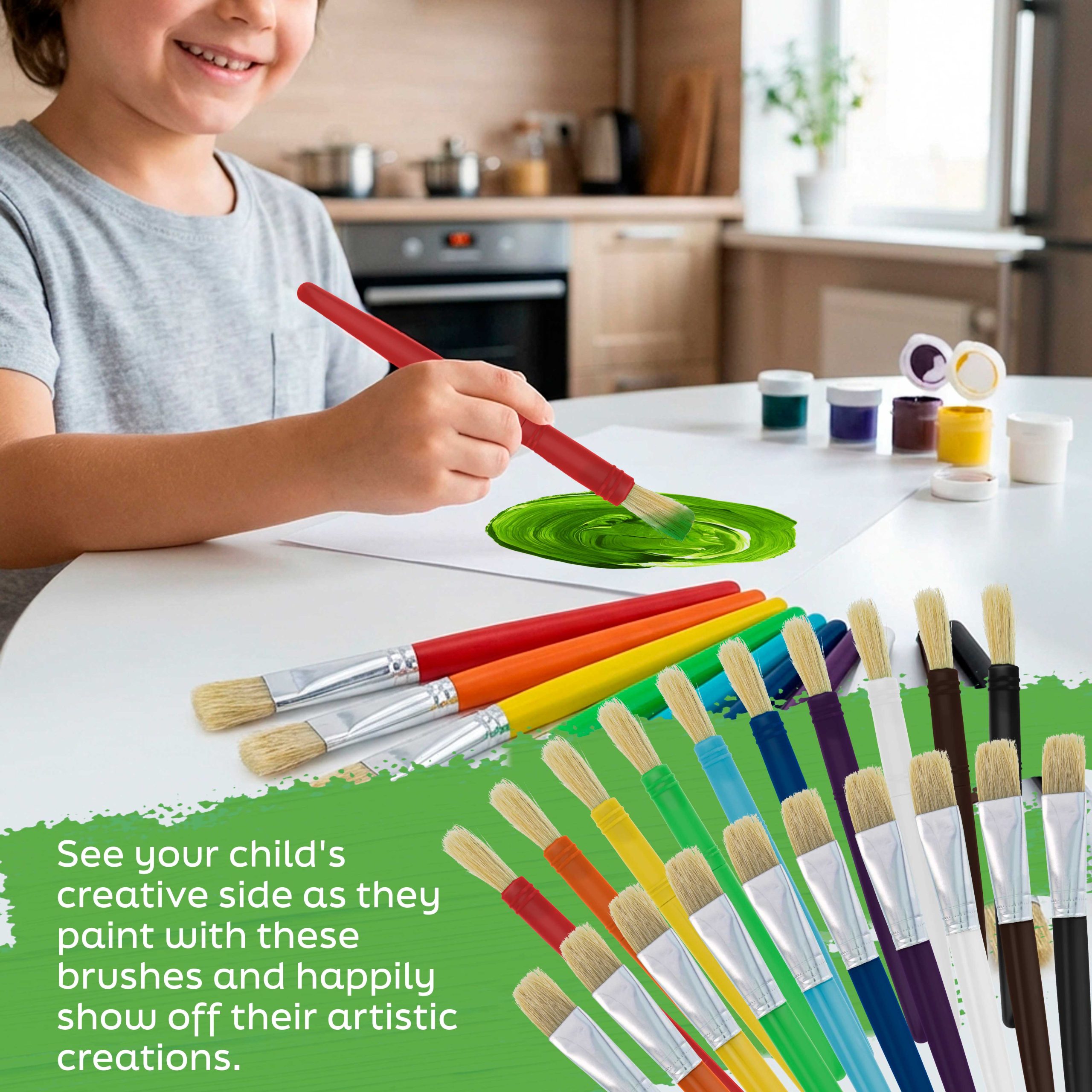 20-Piece Assorted Hog Bristle Brush Set - Large Thick Paint Brushes. Classroom Paint Brushes for Crafts. Tempera & Acrylic Painting. Ideal for Beginners & Students - Image 5