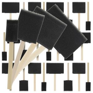 Variety Pack Foam Sponge Wood Handle Paint Brush Set (Value Pack of 40 Brushes) - Lightweight. Durable - For Acrylics. Stains. Varnishes. Crafts. Art