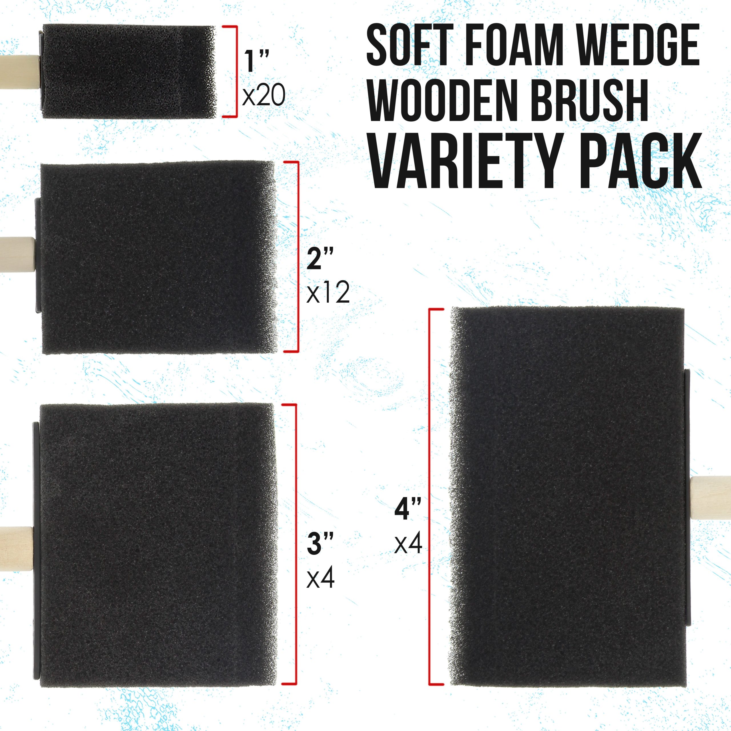 Variety Pack Foam Sponge Wood Handle Paint Brush Set (Value Pack of 40 Brushes) - Lightweight. Durable - For Acrylics. Stains. Varnishes. Crafts. Art - Image 3