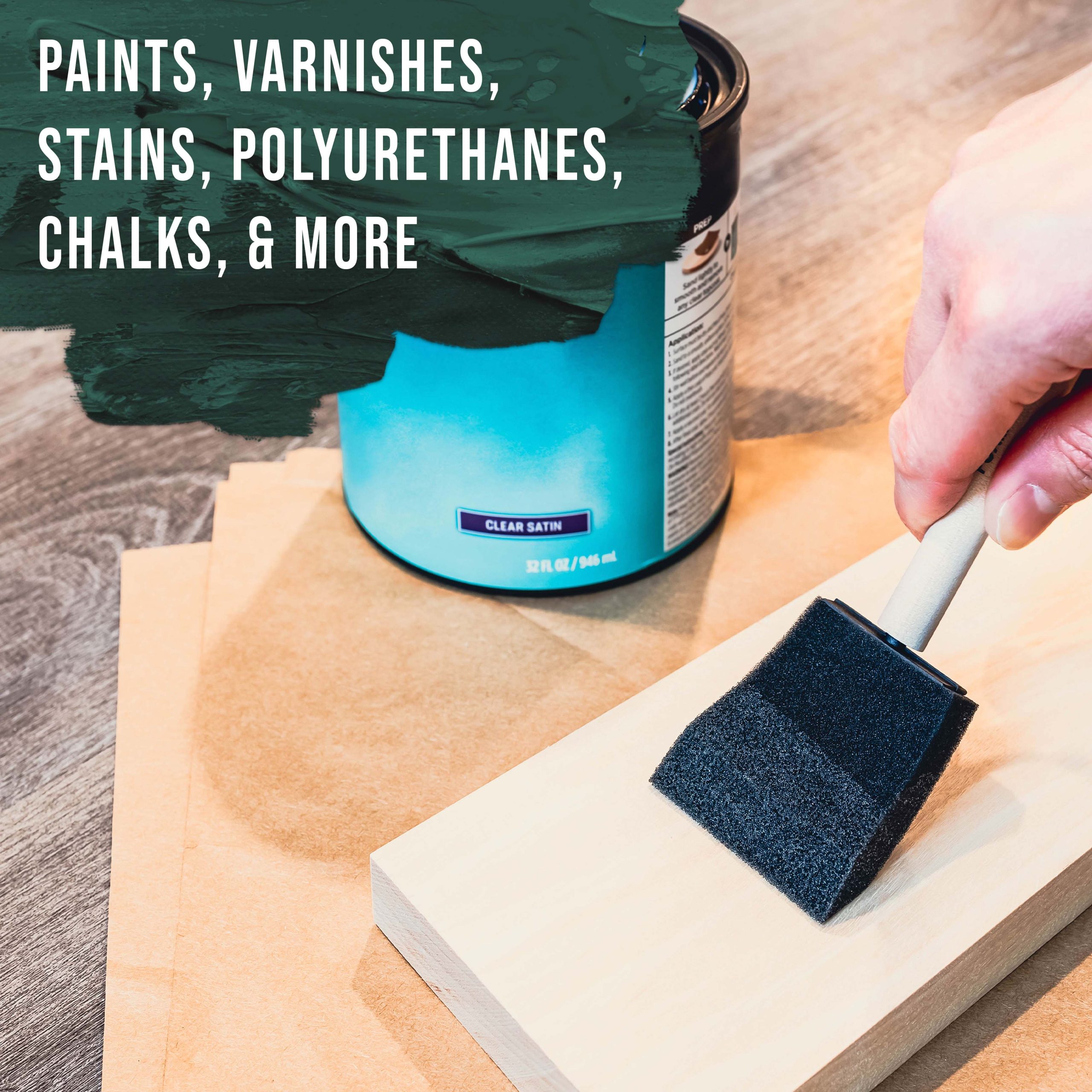 Variety Pack Foam Sponge Wood Handle Paint Brush Set (Value Pack of 40 Brushes) - Lightweight. Durable - For Acrylics. Stains. Varnishes. Crafts. Art - Image 4