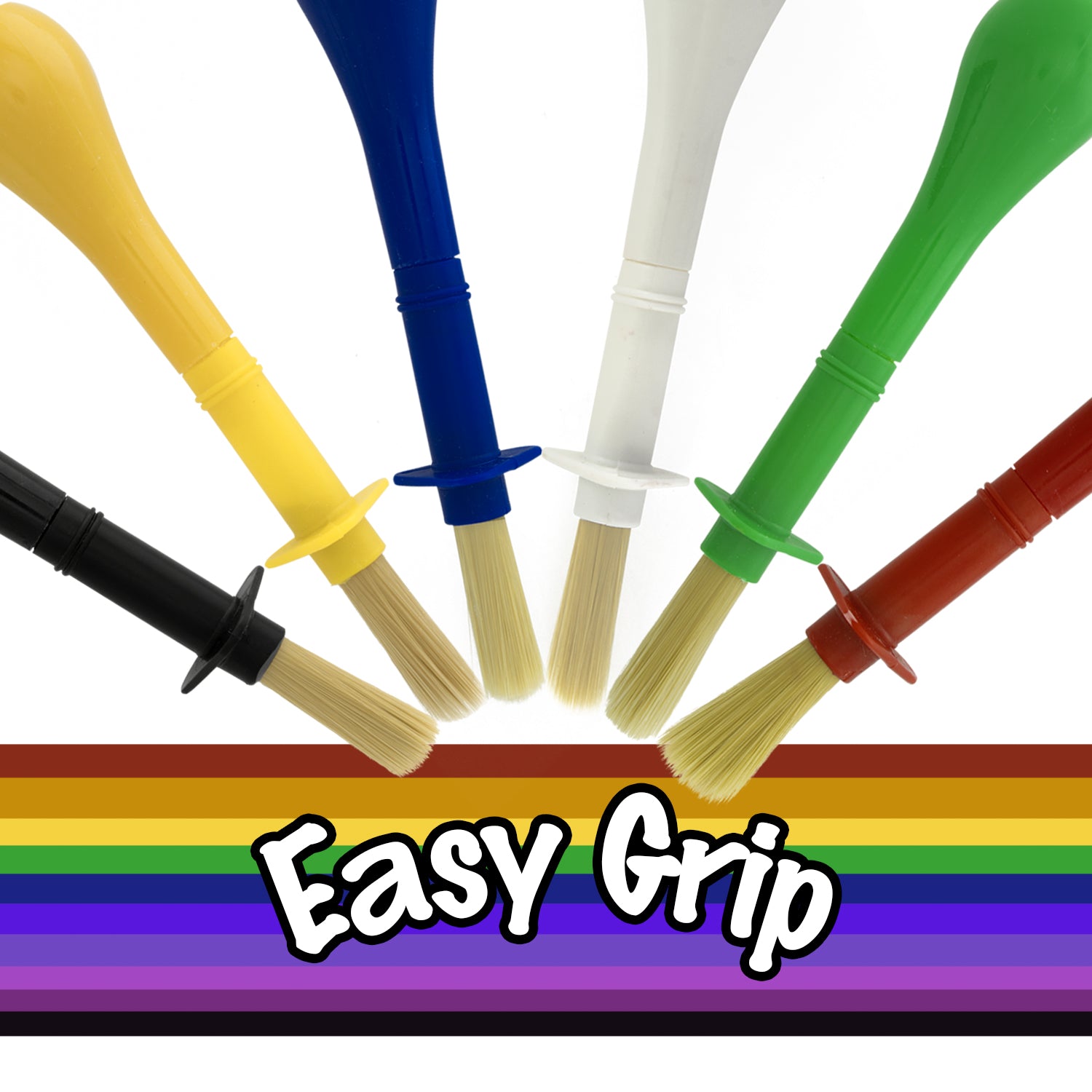 6-Piece Jumbo Tempera Art Brushes - Plastic Handle Round Brushes. Stubby Grip - Classroom Paint Brushes for Crafts. Tempera & Acrylic Painting. Ideal for Beginners & Students - Image 3