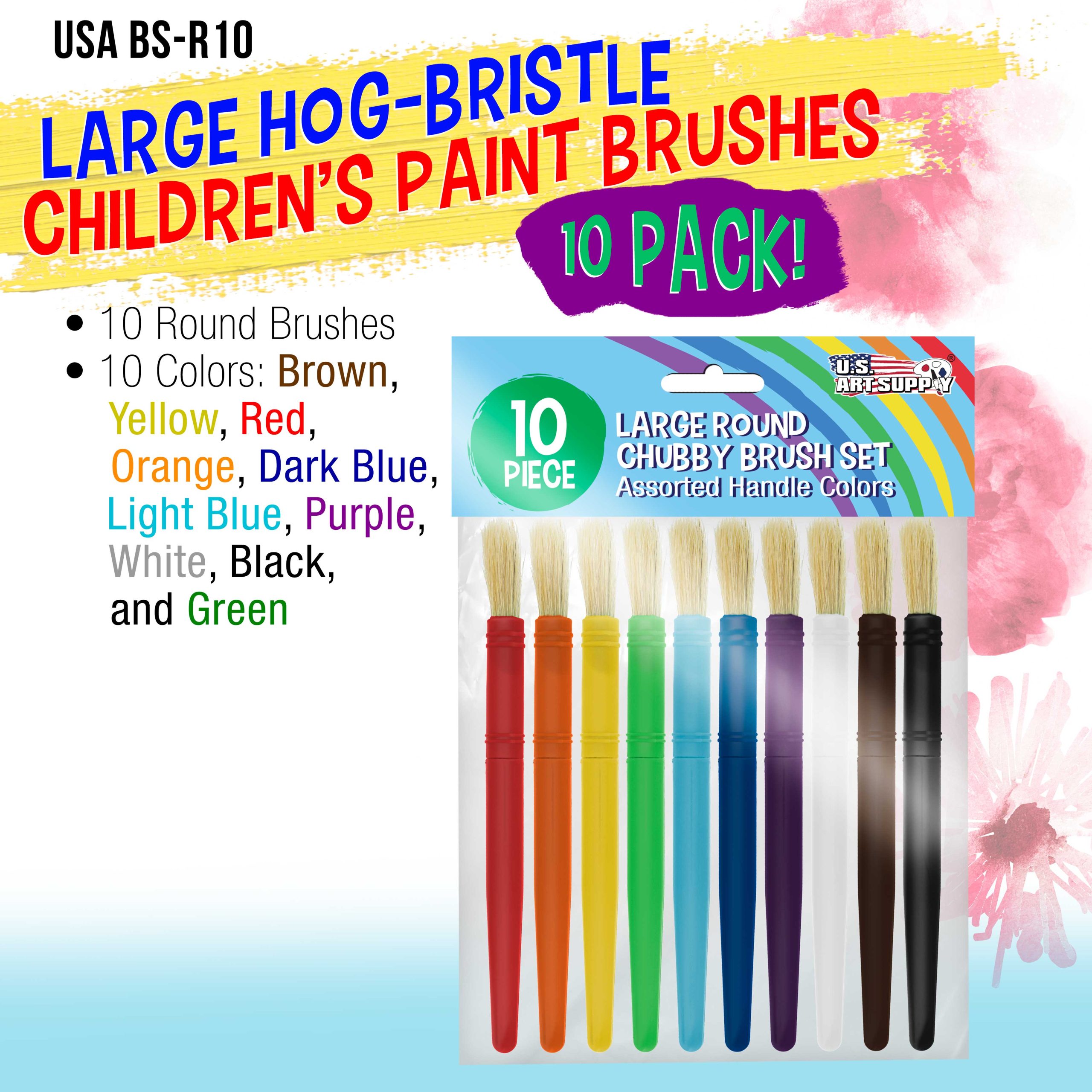 10-Piece Thick Paint Brush Set - Large Paint Brushes. Bulk Classroom Painting Brushes for Crafts. Tempera. Painting Projects. Posters. Pumpkin & Acrylic Art - Image 2