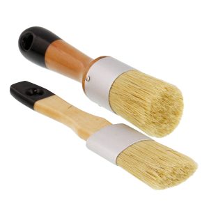 2-Piece Multi Use Oval & Round Chalk. Wax & Stencil Brushes for Chairs Dressers Cabinets & Other Wood Furniture. 100% Natural Bristles. Rust Resistant