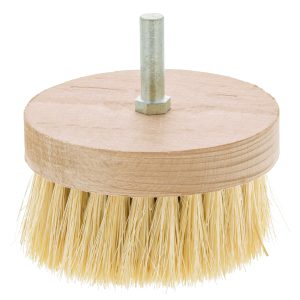 4 Wide Chalk and Wax Buffing Brush with 3/8 Drill Arbor - Unique Beechwood Base Design Prevents Water Damage. All Natural 1-3/8 Bristles