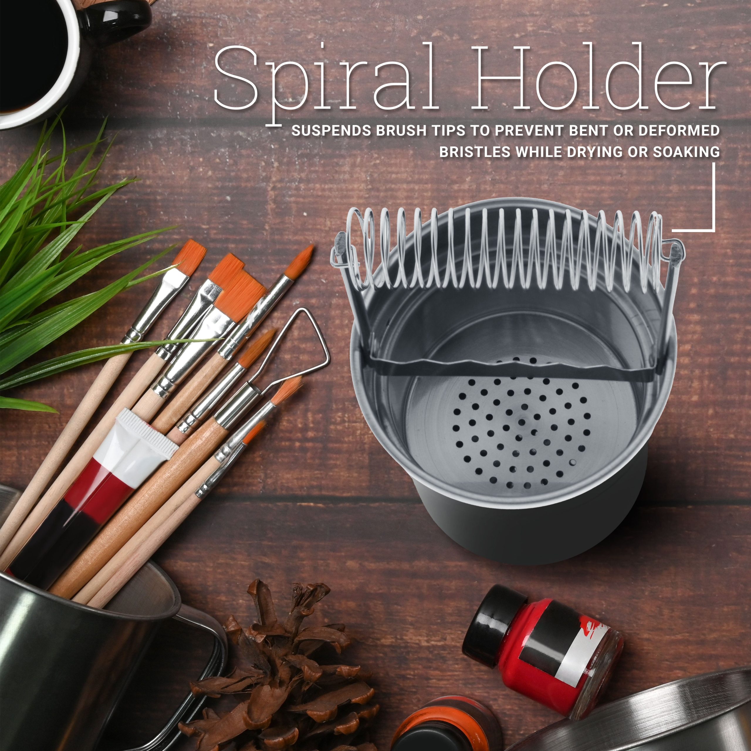 Stainless Steel Paint Brush Washer with Wash Tank. Spiral Holder. and Sediment Grate - Oil Paint Brush Cleaner for Artists - Image 6