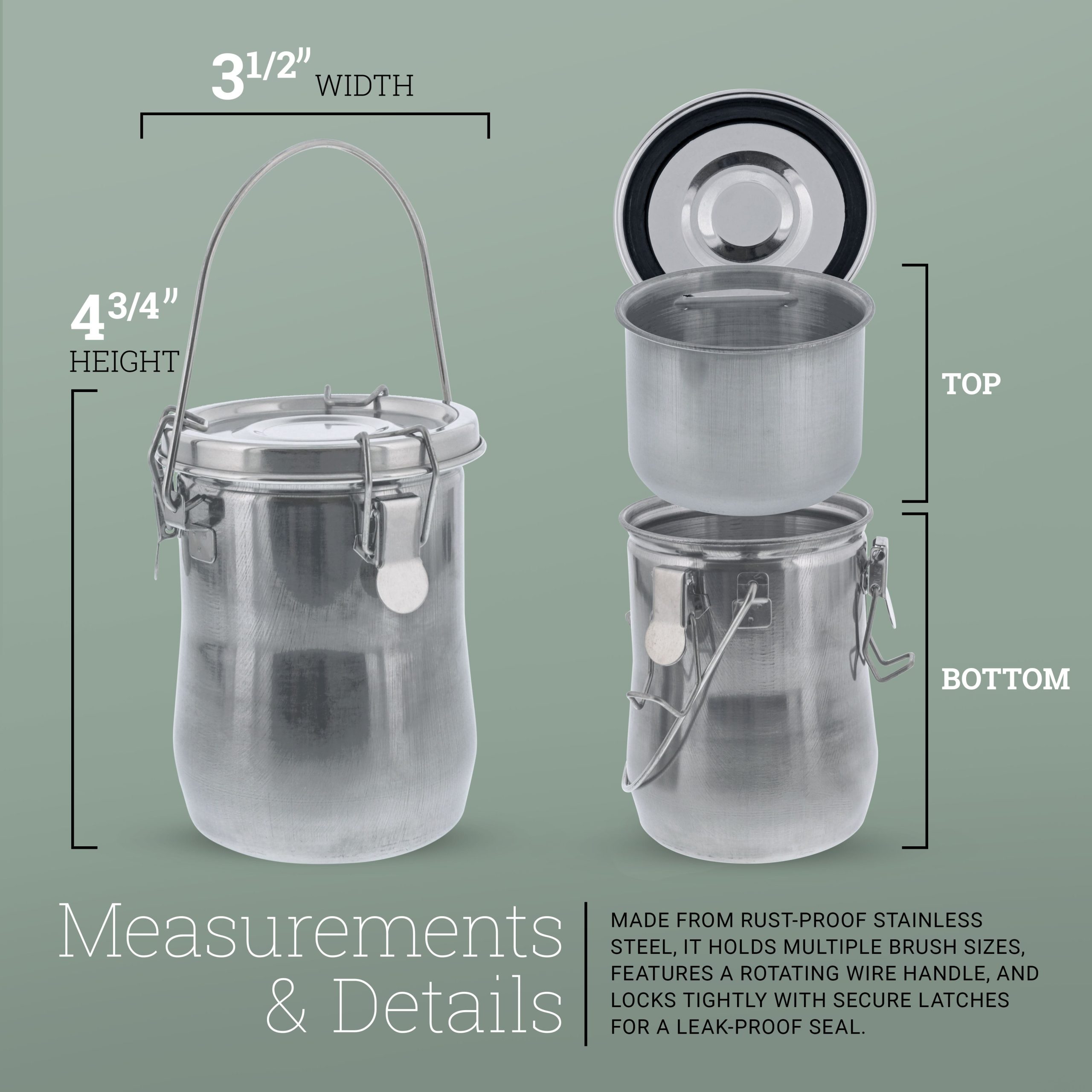 Large Stainless Steel Leak-Proof Deluxe Paint Brush Washer with Wash Tank. Clip-On Lid. and Strainer Cup - Oil Paint Brush Cleaner for Artists - Image 4
