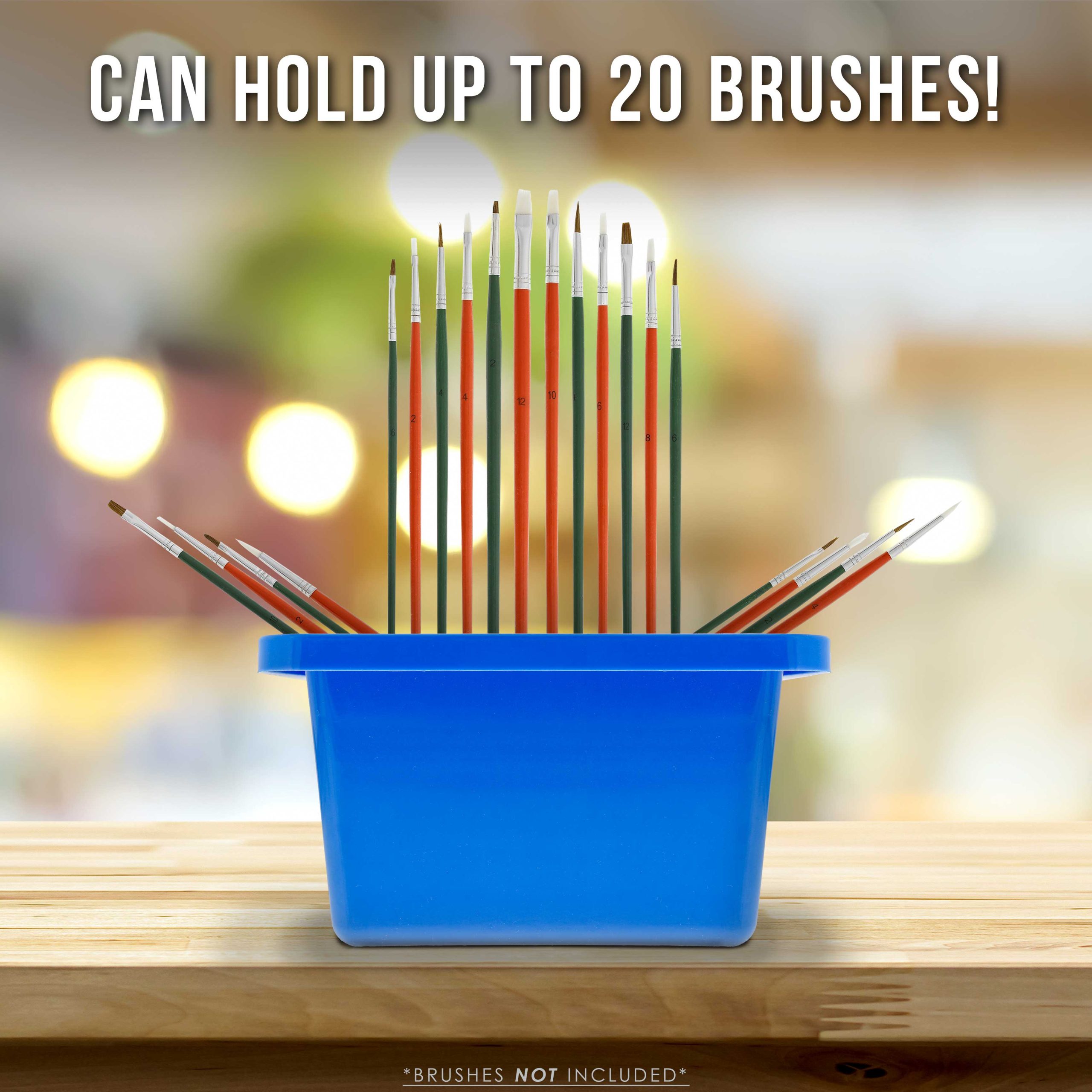 12-Hole Plastic Paint Brush Cleaner Washer & Paint Brush Holder with Palette Lid for Acrylic. Watercolor. Oil - Image 3