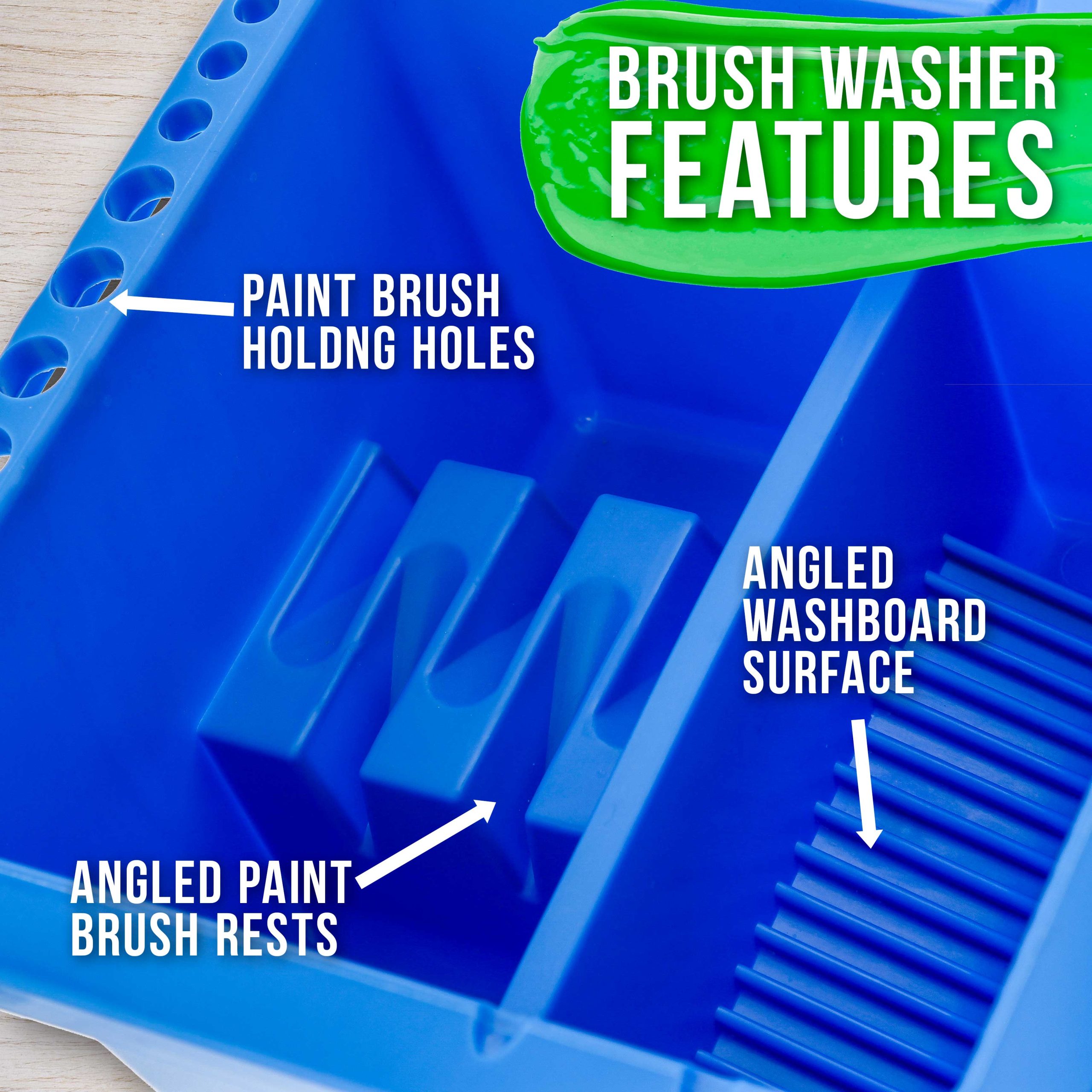 12-Hole Plastic Paint Brush Cleaner Washer & Paint Brush Holder with Palette Lid for Acrylic. Watercolor. Oil - Image 5