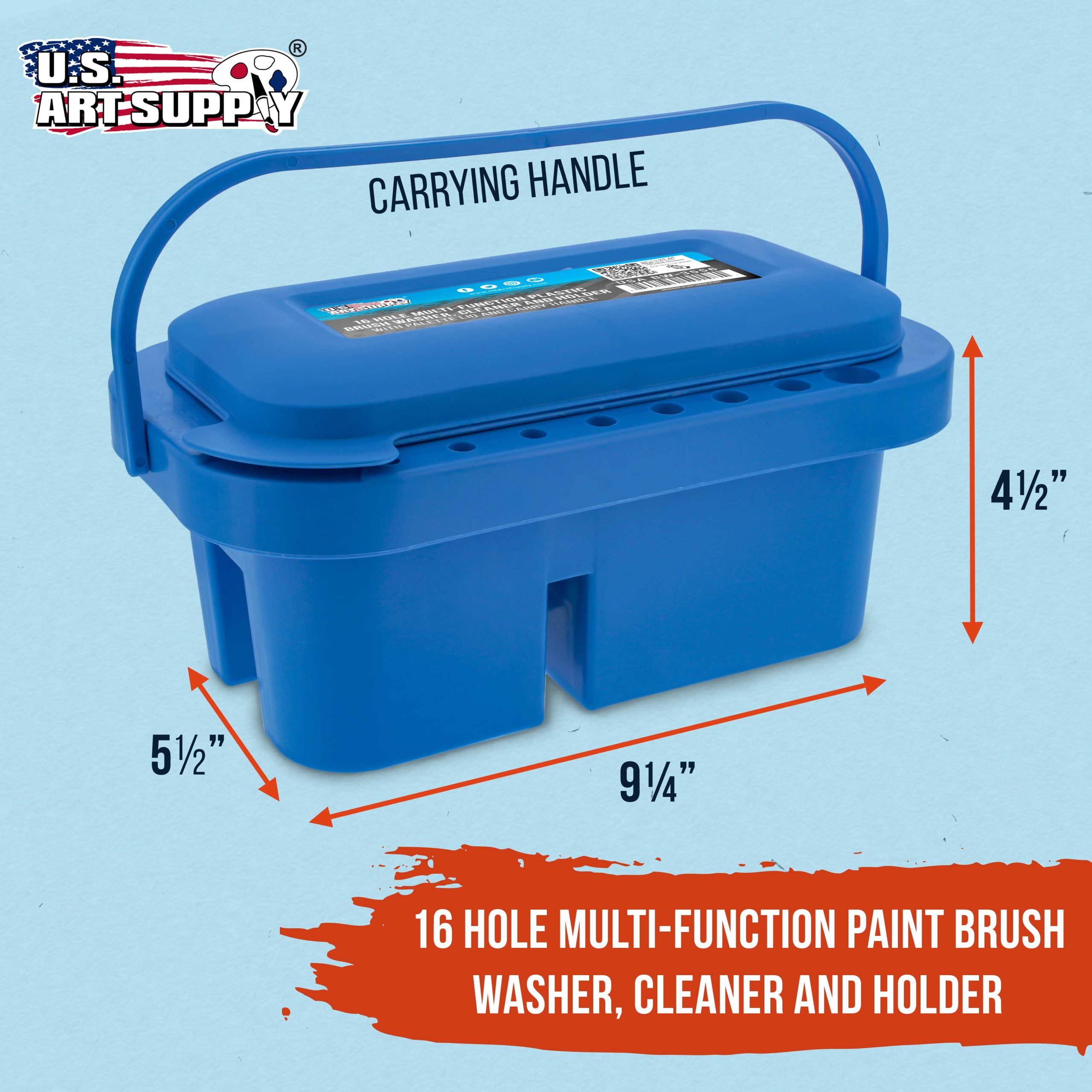 16-Hole Plastic Paint Brush Cleaner Washer & Paint Brush Holder with Palette Lid for Acrylic. Watercolor & Oil Paints - Image 2