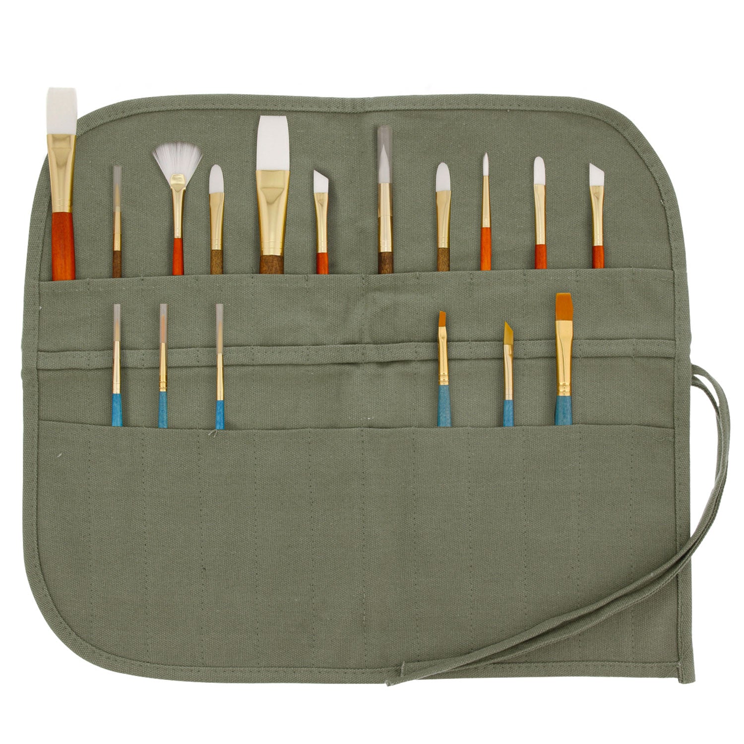 Deluxe Canvas Art Paint Brush Holder & Storage Organizer Roll-Up Case - 24 Slots - Protect Artist Acrylic Oil Watercolor Paintbrushes - Image 2