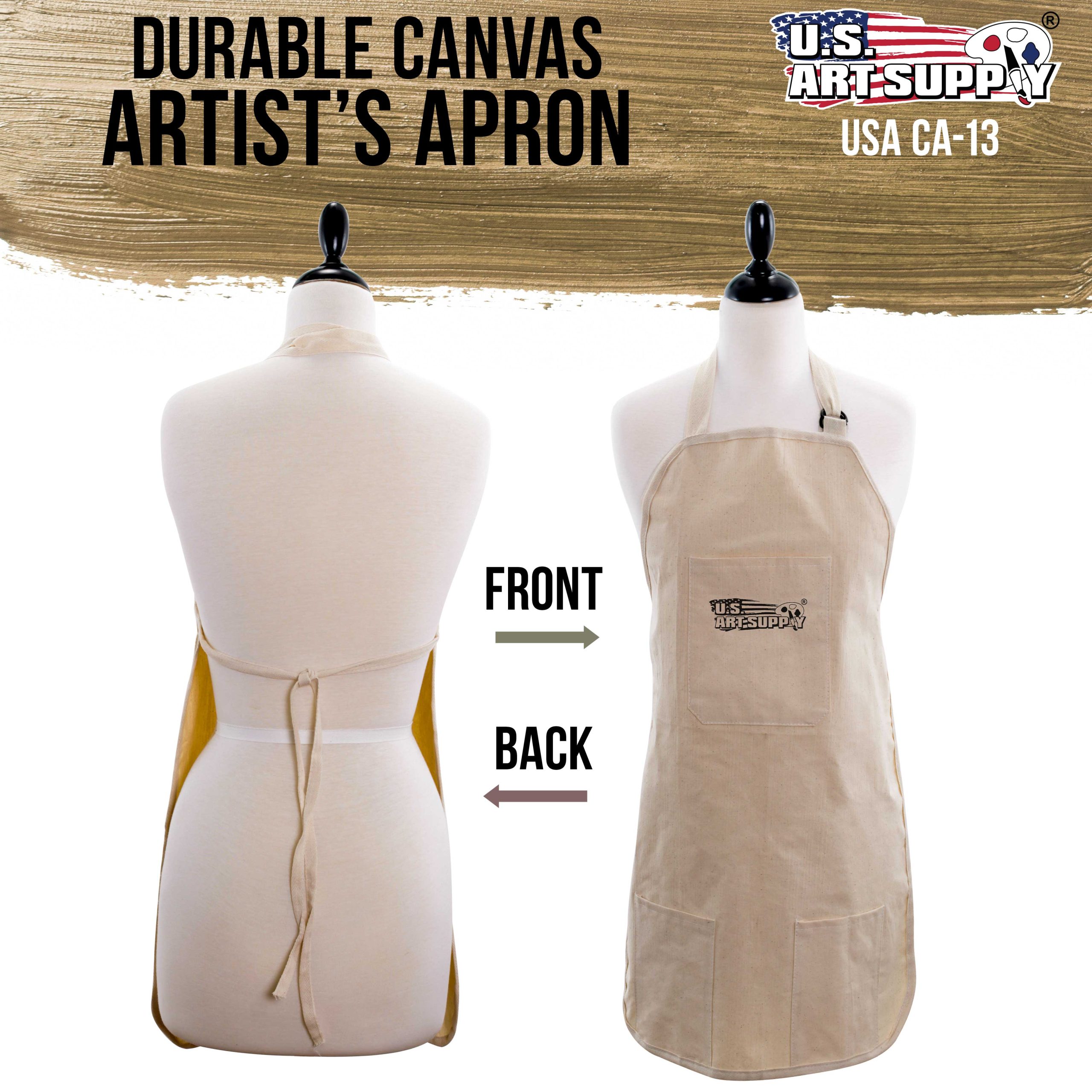 Large Canvas Adjustable Artist Apron (Size: 27-1/2 x 21) - Image 2