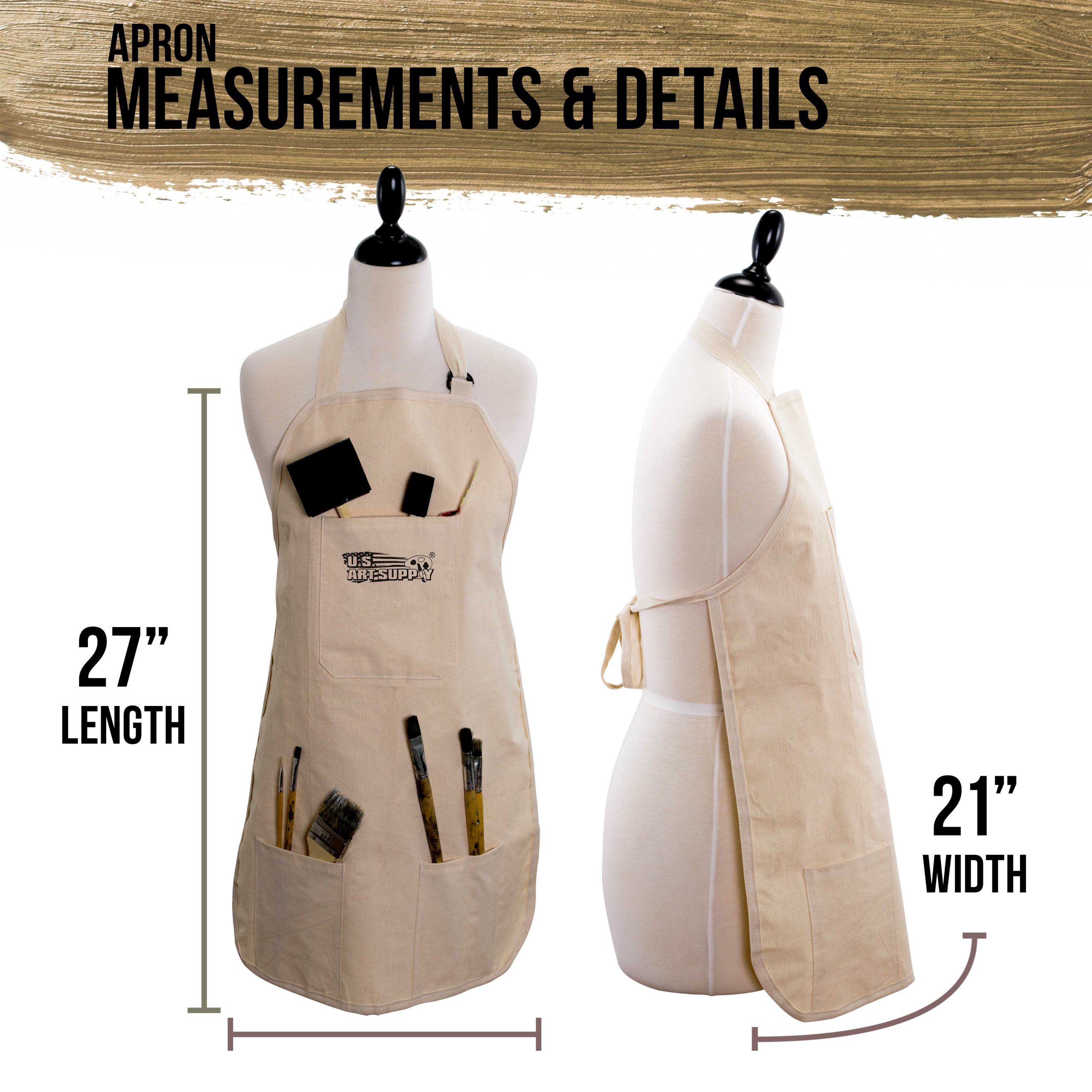 Large Canvas Adjustable Artist Apron (Size: 27-1/2 x 21) - Image 3
