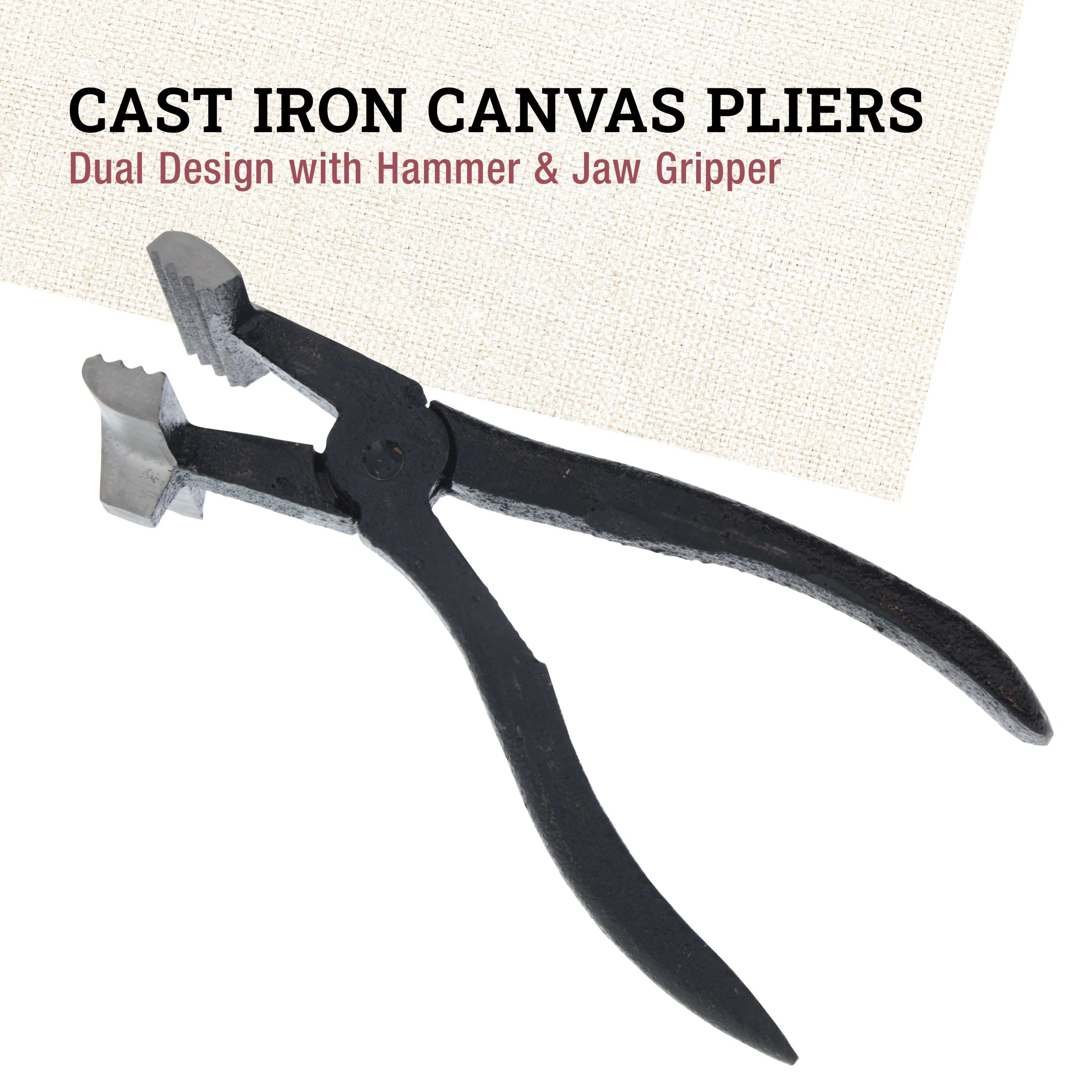 Canvas Stretcher Pliers - Cast Iron Tool with Hammer & Jaw Gripper - Canvas Pliers for Stretching Fabric - Image 2