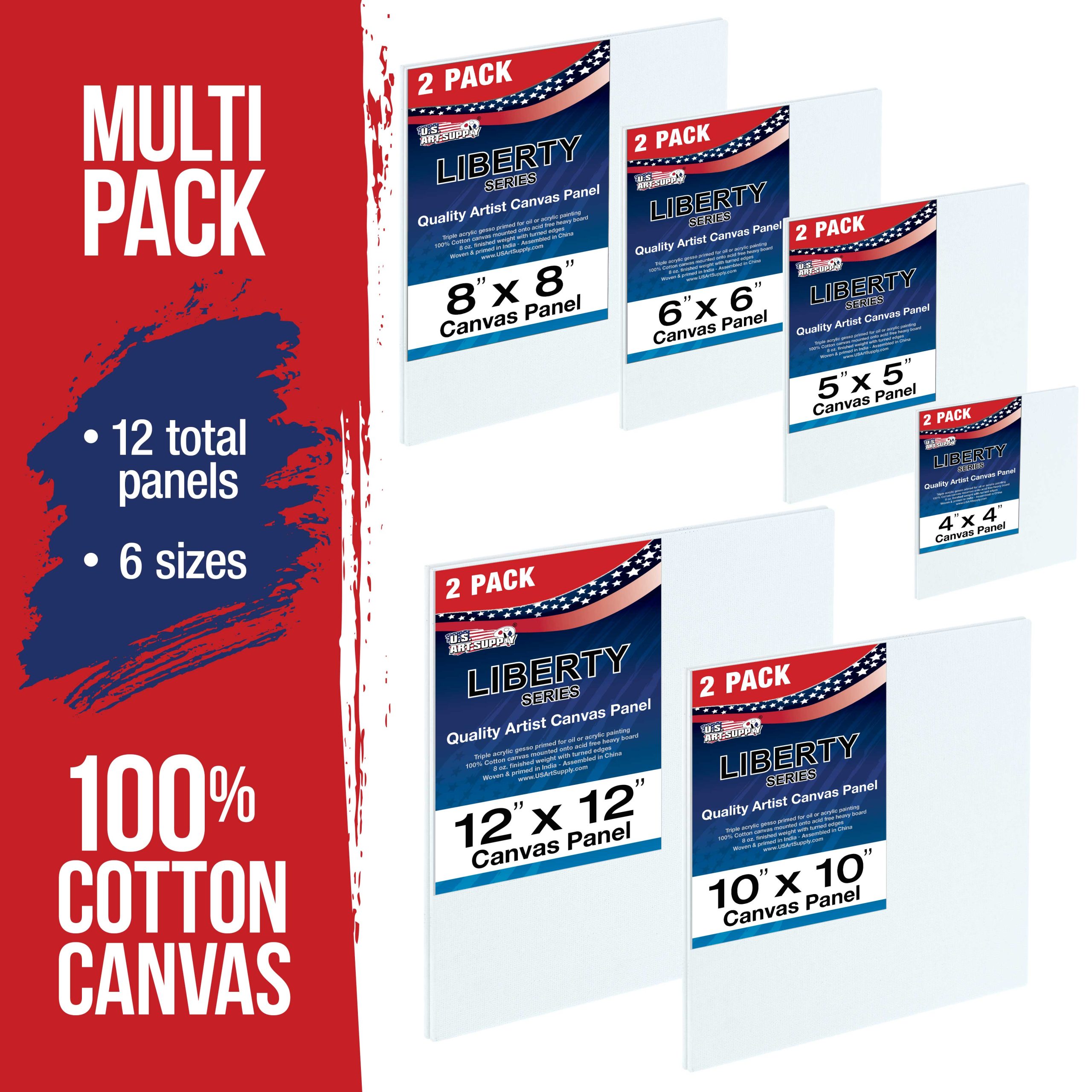 Square Variety Assortment Professional Artist Quality Acid Free Canvas Panels 12-Total Panels (2-EA: 12x12. 10x10. 8x8. 6x6. 5x5. 4x4) - Image 2