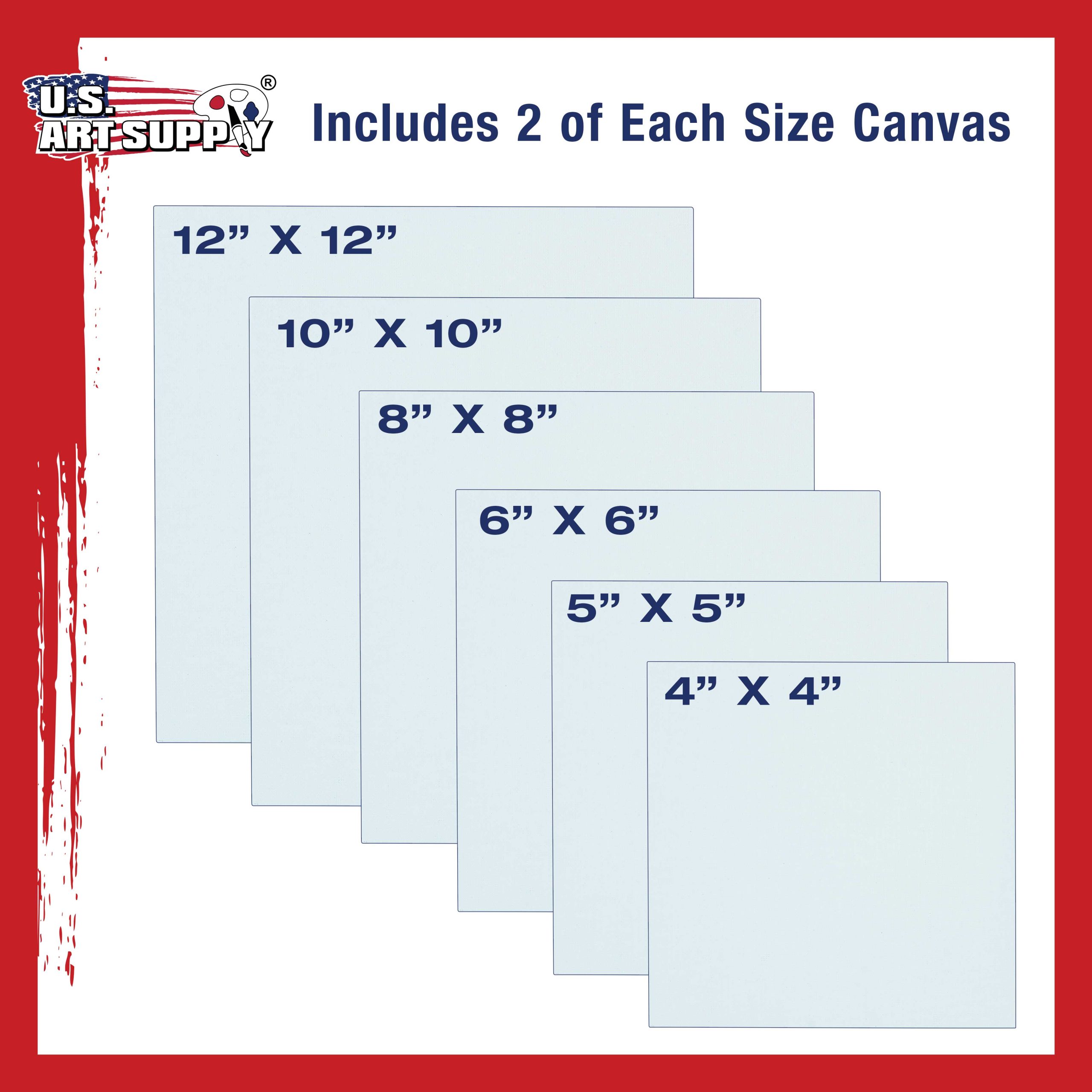 Square Variety Assortment Professional Artist Quality Acid Free Canvas Panels 12-Total Panels (2-EA: 12x12. 10x10. 8x8. 6x6. 5x5. 4x4) - Image 3
