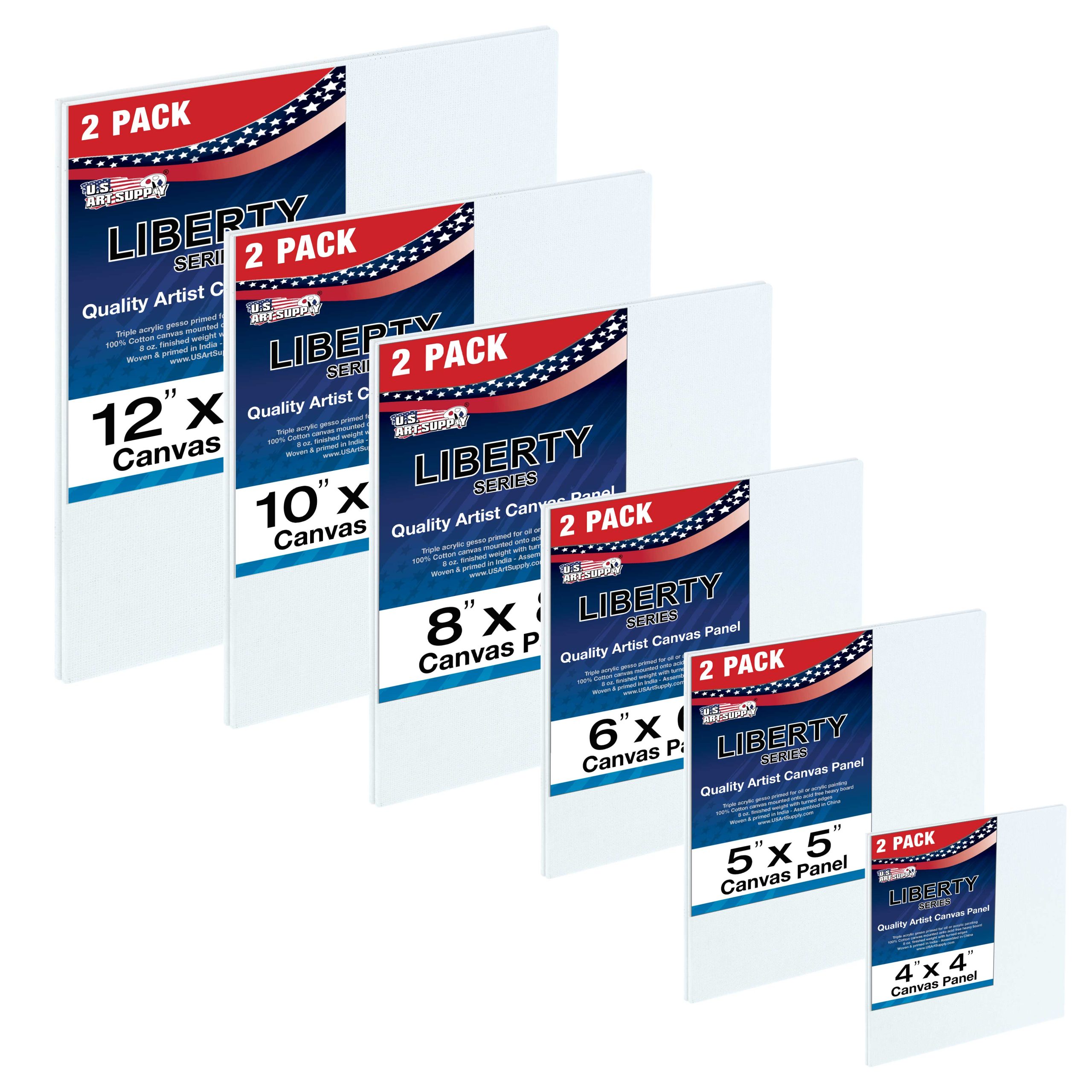 Square Variety Assortment Professional Artist Quality Acid Free Canvas Panels 12-Total Panels (2-EA: 12x12. 10x10. 8x8. 6x6. 5x5. 4x4)