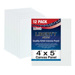 4 X 5 Inch Professional Art Canvas Board Panels 12 Pack - 8 Ounce Heavyweight Cotton Acid Free Canvases for Painting Acrylics and Watercolor (1 Case of 12 Single Canvas Painting Panels)