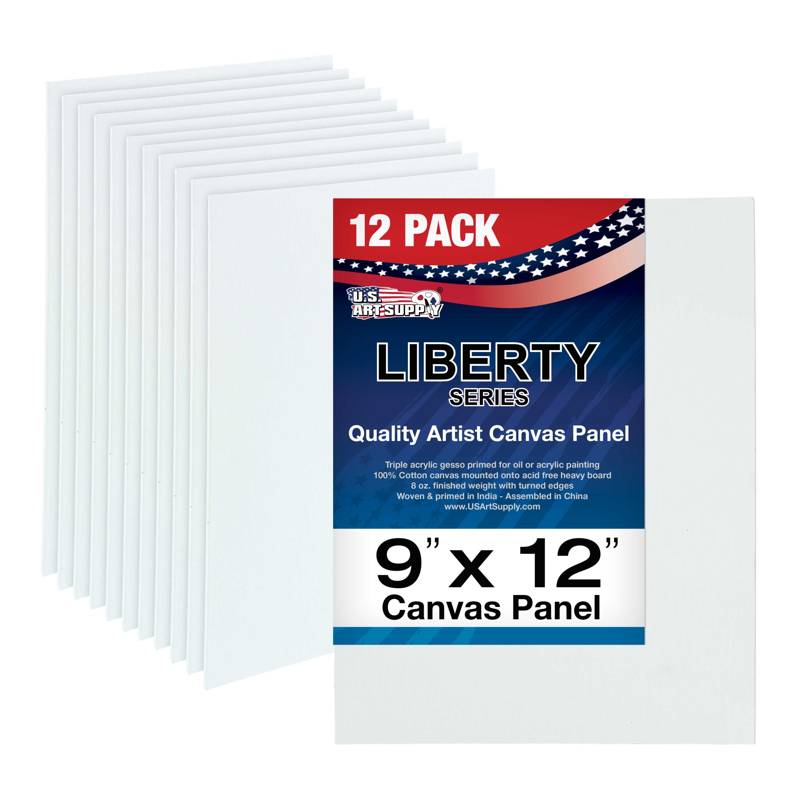 9 X 12 Inch Professional Art Canvas Board Panels 12 Pack - 8 Ounce Heavyweight Cotton Acid Free Canvases for Painting Acrylics and Watercolor (1 Case of 12 Single Canvas Painting Panels)