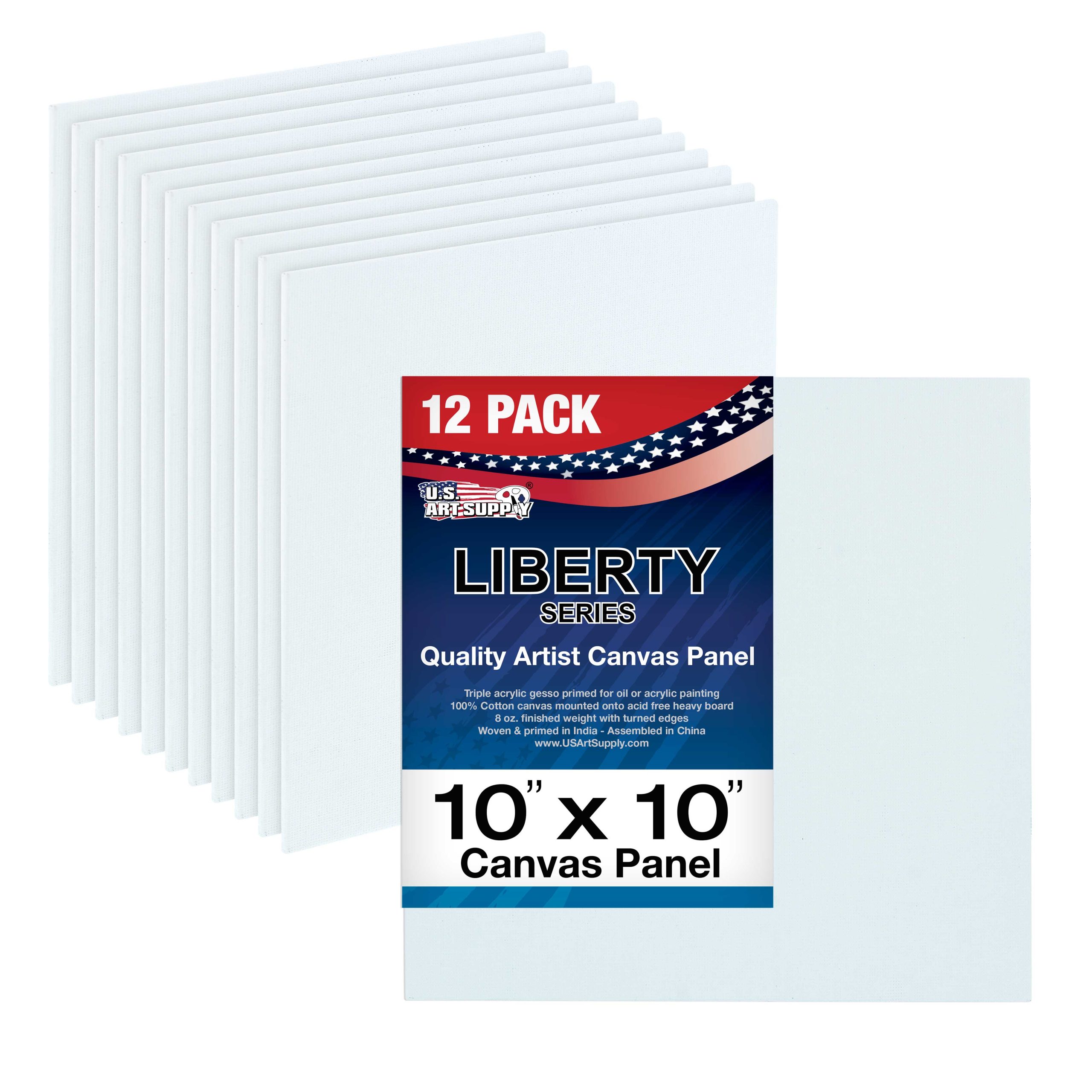 10 X 10 Inch Professional Art Canvas Board Panels 12 Pack - 8 Ounce Heavyweight Cotton Acid Free Canvases for Painting Acrylics and Watercolor (1 Case of 12 Single Canvas Painting Panels)
