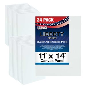 11 X 14 Inch Professional Art Canvas Board Panels 24 Pack - 8 Ounce Heavyweight Cotton Acid Free Canvases for Painting Acrylics and Watercolor (1 Case of 24 Single Canvas Painting Panels)