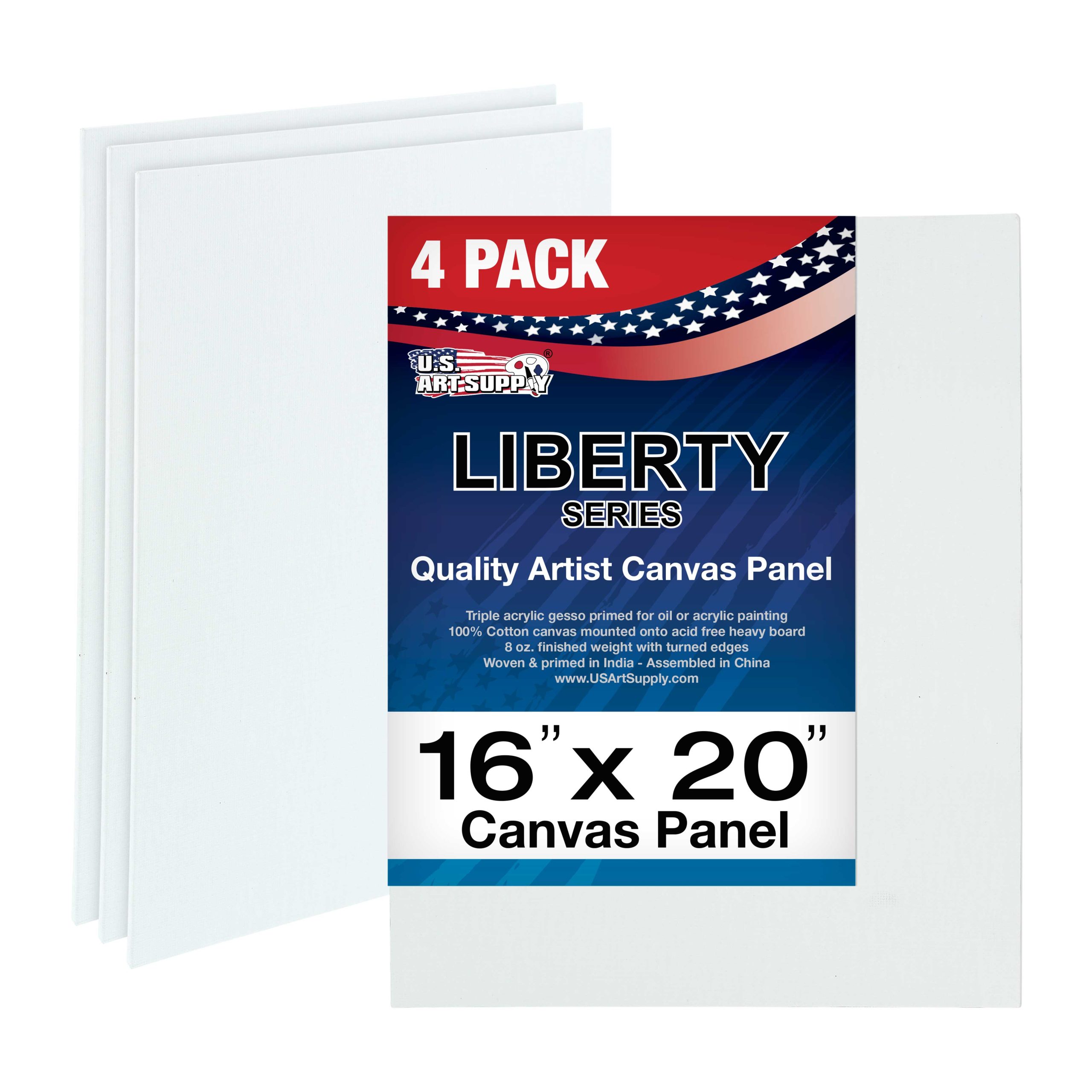 16 X 20 Inch Professional Art Canvas Board Panels 4 Pack - 8 Ounce Heavyweight Cotton Acid Free Canvases for Painting Acrylics and Watercolor (1 Case of 4 Single Canvas Painting Panels)