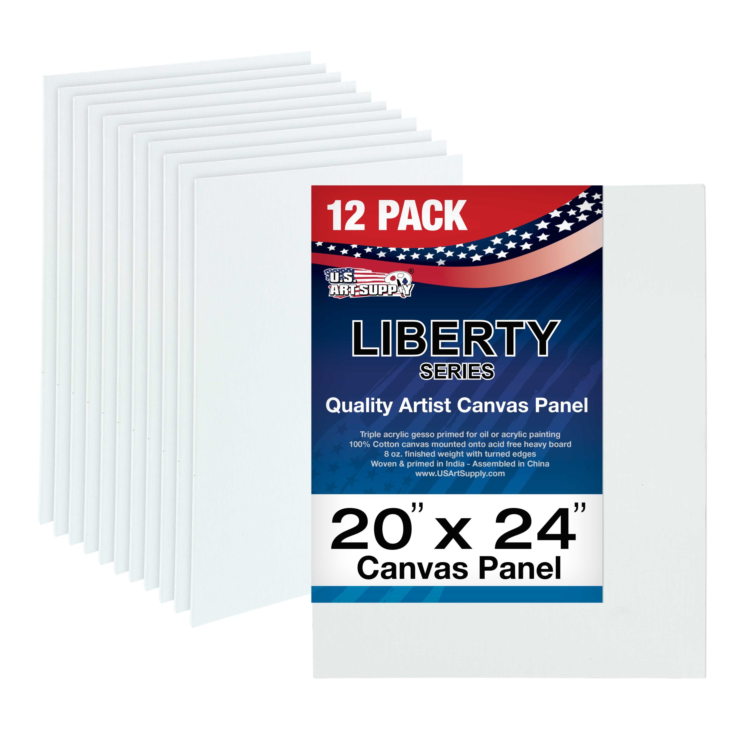 20 X 24 Inch Professional Art Canvas Board Panels 12 Pack - 8 Ounce Heavyweight Cotton Acid Free Canvases for Painting Acrylics and Watercolor (1 Case of 12 Single Canvas Painting Panels)