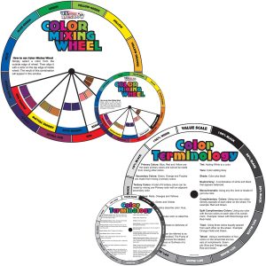 4 and 8 Color Mixing Wheel Set - 2 Double Sided Color Mixing Guides - Mix Art Craft Paint Colors - Artist Primary. Secondary & Gray Shades