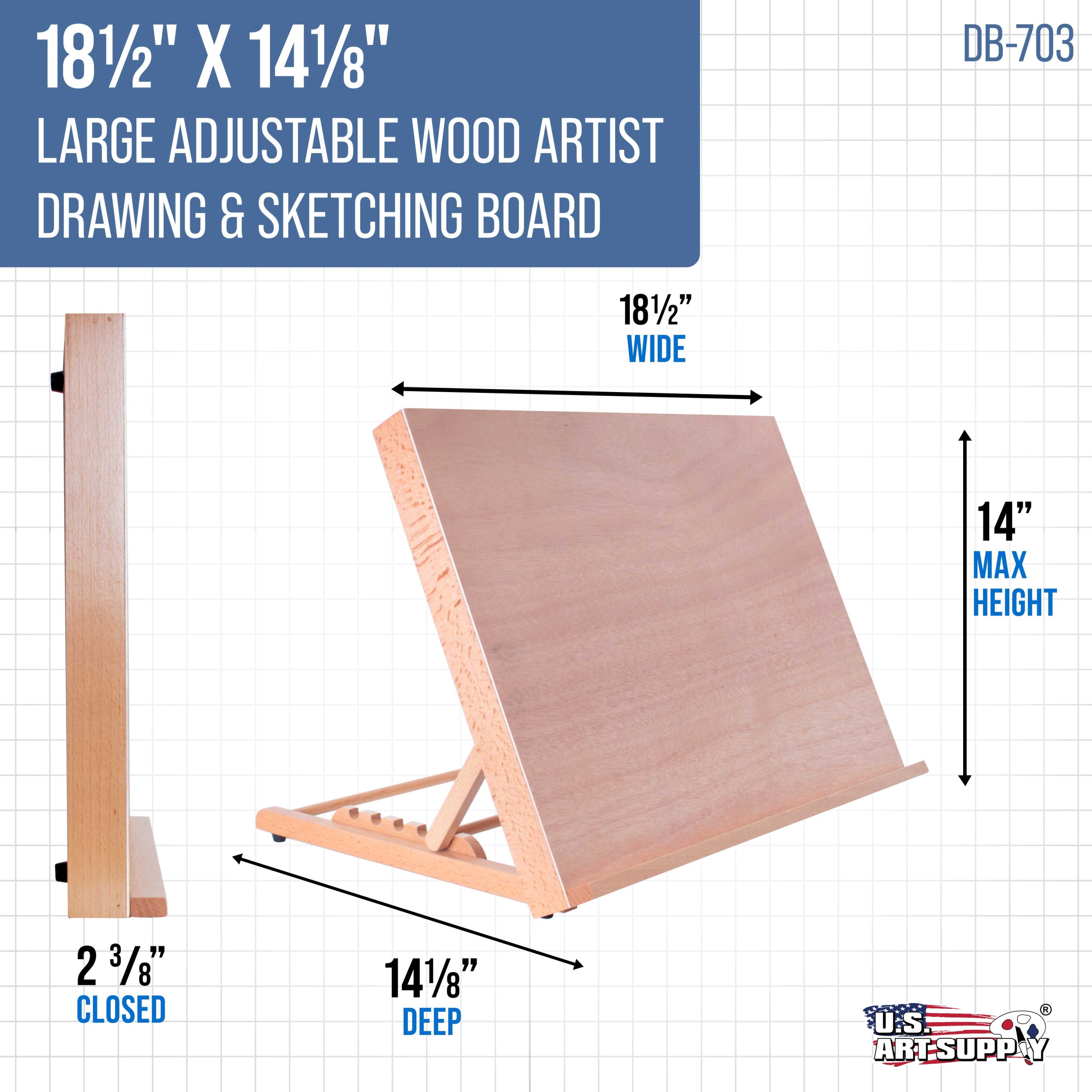 Large 18-1/2 x 14-1/8 (A3) Wooden Drawing Board. Adjustable Table Top Easel for Painting and Drawing - Drafting Board with Pencil Ledge - Image 2