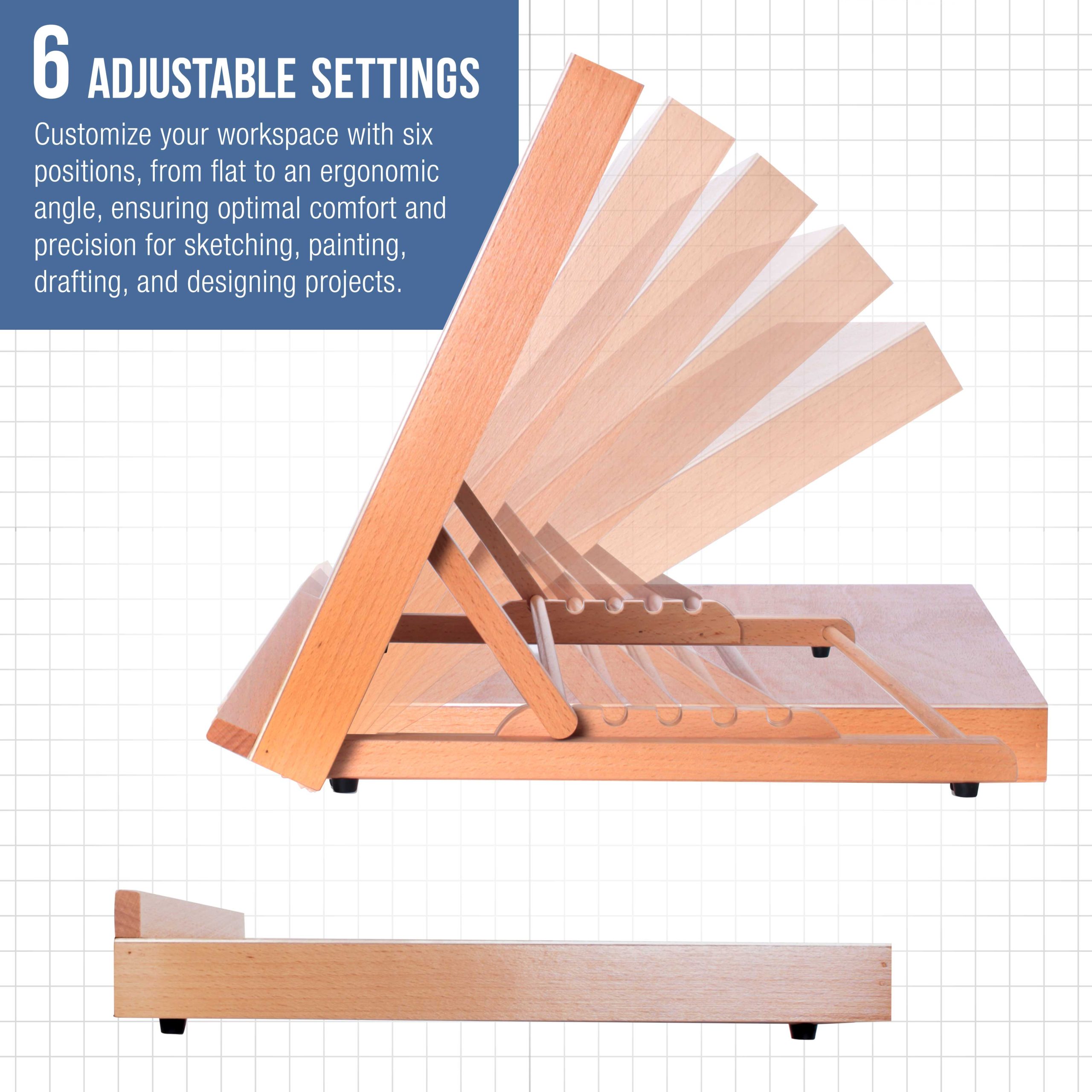 Large 18-1/2 x 14-1/8 (A3) Wooden Drawing Board. Adjustable Table Top Easel for Painting and Drawing - Drafting Board with Pencil Ledge - Image 3