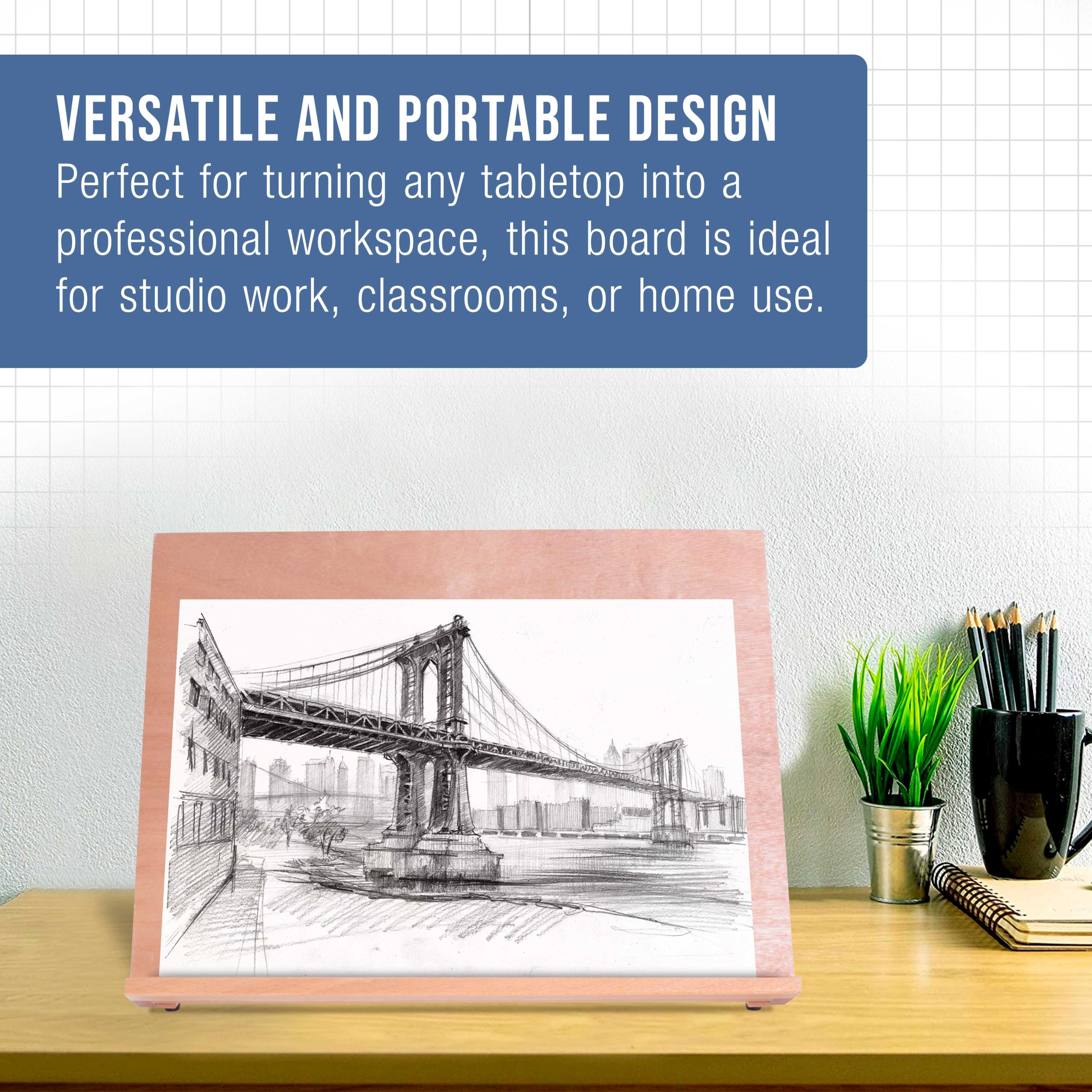 Large 18-1/2 x 14-1/8 (A3) Wooden Drawing Board. Adjustable Table Top Easel for Painting and Drawing - Drafting Board with Pencil Ledge - Image 5