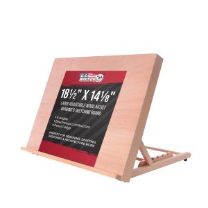 Large 18-1/2 x 14-1/8 (A3) Wooden Drawing Board. Adjustable Table Top Easel for Painting and Drawing - Drafting Board with Pencil Ledge