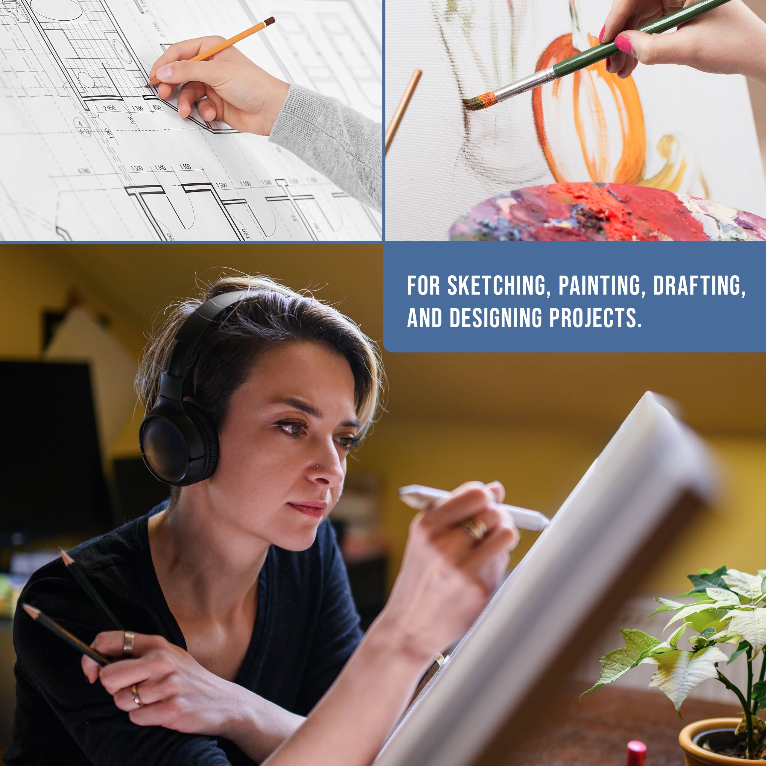 Large 20-1/2 x 16 Wooden Drawing Board. Adjustable Table Top Easel for Painting and Drawing - Drafting Board with T-Square. Pencil Ledge. Locking Storage Drawer - Image 6