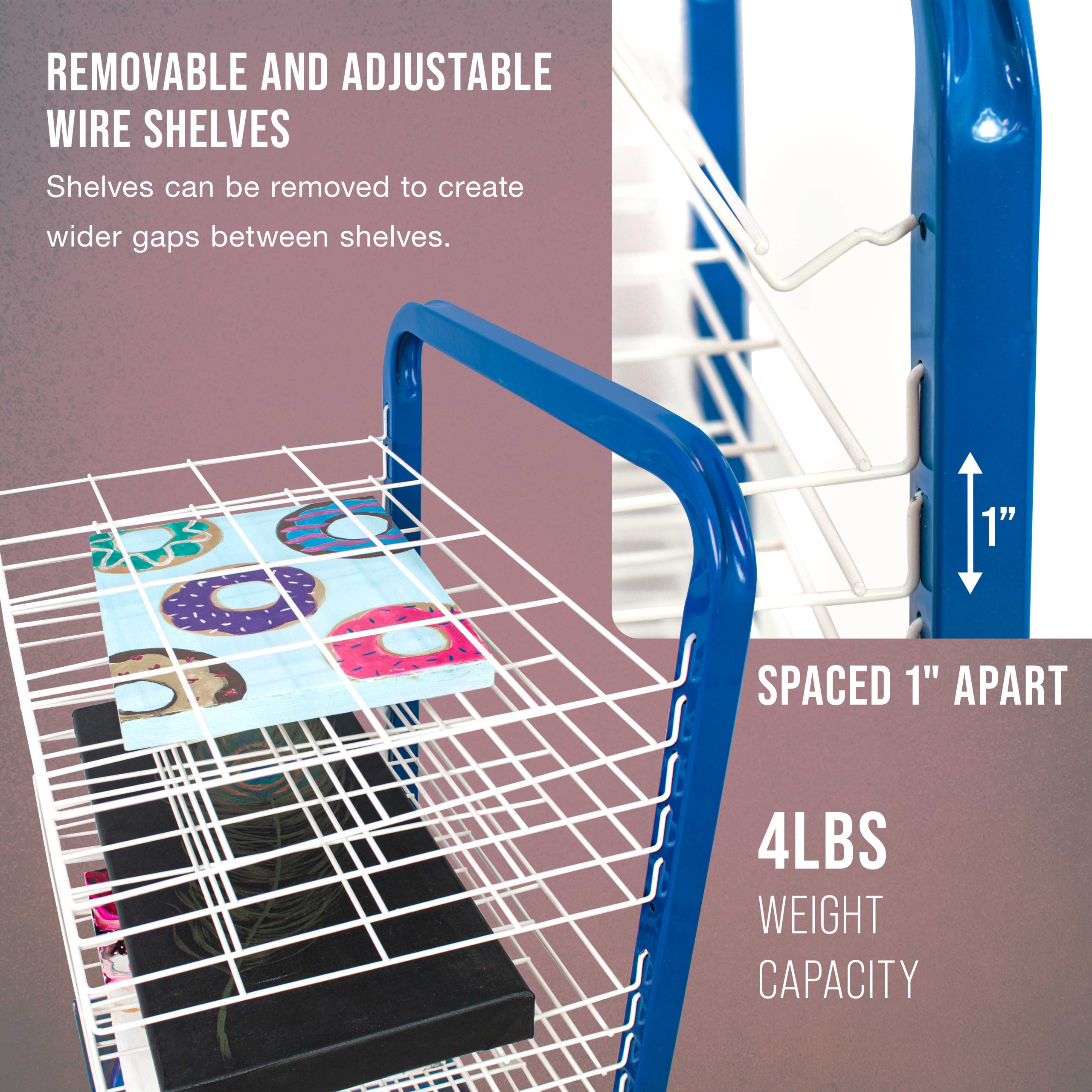25 Shelf Art Drying Rack for Classrooms and Studios - Mobile Wheels. Wall Mountable. 25 Removable Shelves - Stack Store Artwork - Image 4