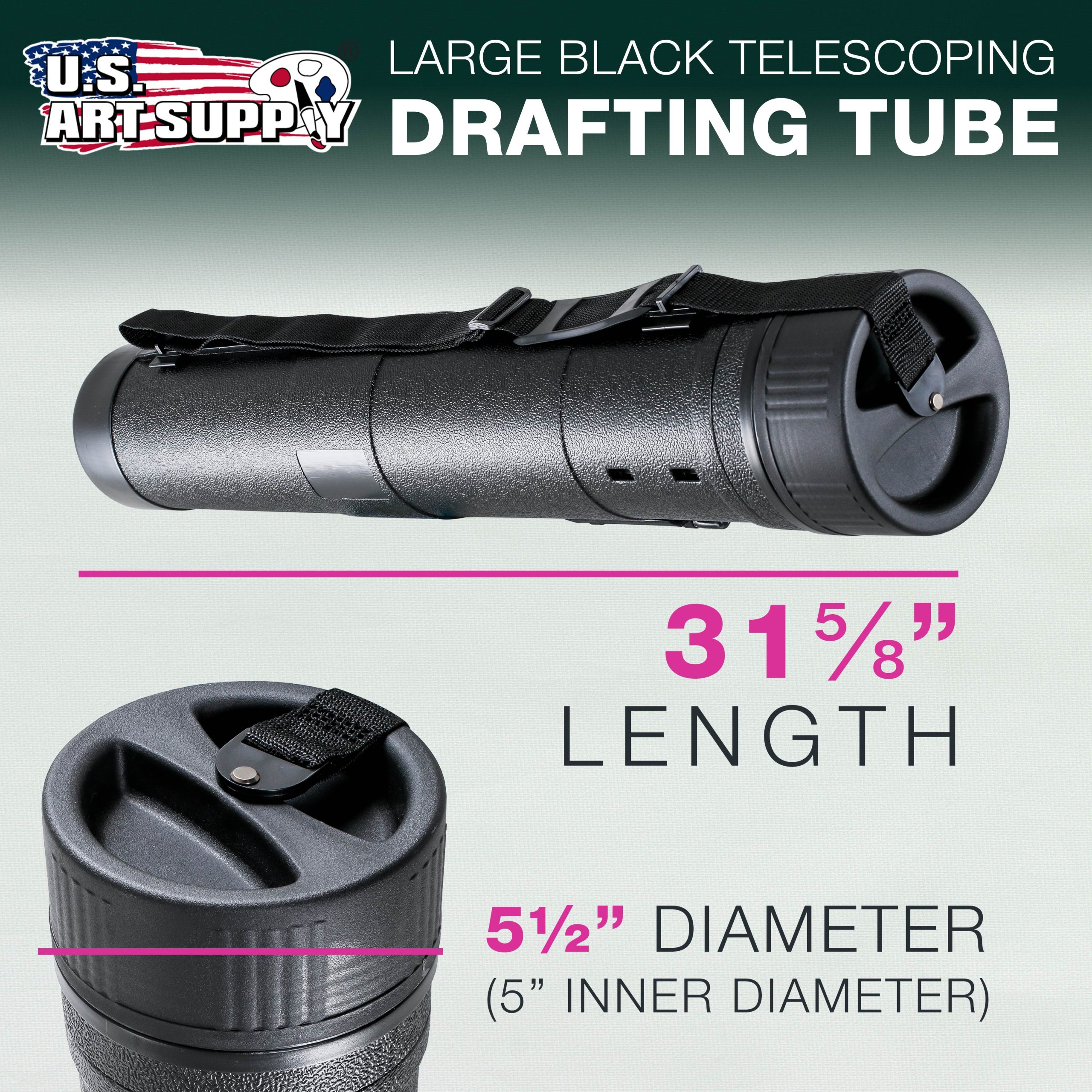 Large Poster Tube - Telescoping Adjustable 31-5/8 to 53-3/4 - Durable 5-1/2 Diameter Storage Tube - Art Poster Carrier Holder & Blueprint Storage Drafting Tube Travel & Protection - Image 2