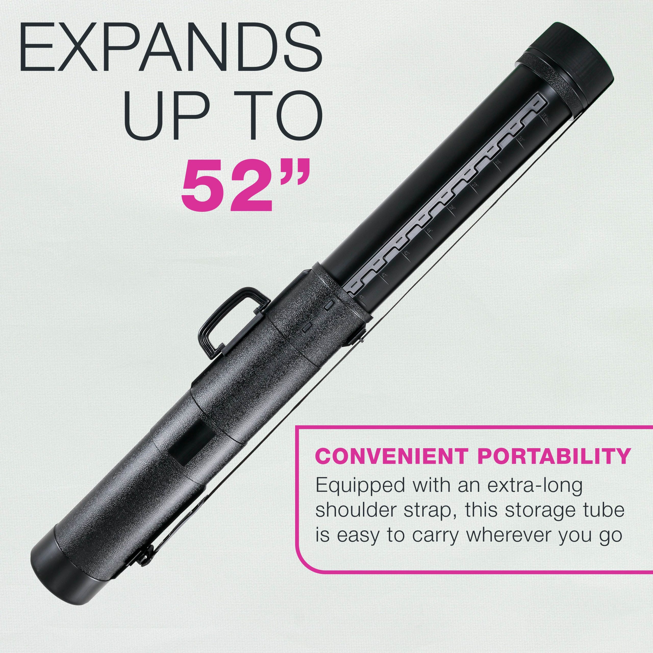 X-Large Poster Tube - Telescoping Adjustable 32 to 52 - Durable 7-1/4 Diameter Storage Tube - Art Poster Carrier Holder & Blueprint Storage Drafting Tube Travel & Protection - Image 3