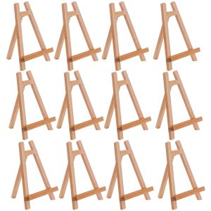 10.5 Small Wooden Tabletop Easel (12 Pack) for Painting and Display Stand - A-Frame Table Top Easel. Canvas Holder