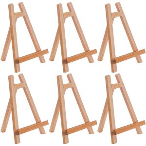 10.5 Small Wooden Tabletop Easel (6 Pack) for Painting and Display Stand - A-Frame Table Top Easel. Canvas Holder