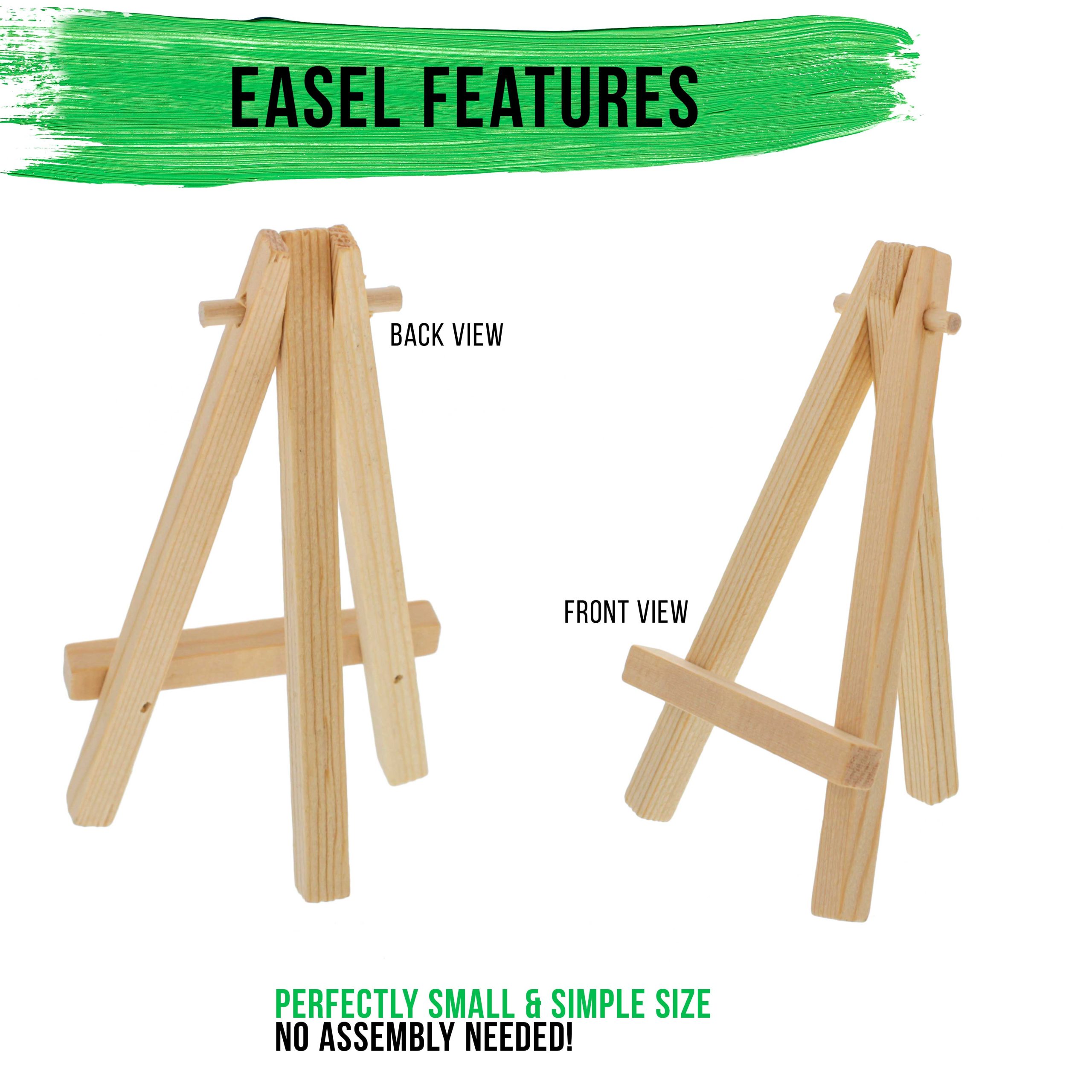 3 x 3 Stretched Canvas with 5 Mini Easel Kit (12 Pack) - Natural Wooden A-Frame Tabletop Display Stand. Mini Easel Stand - Small Easels for Display. Small Canvases. Crafts. Photos - Image 3
