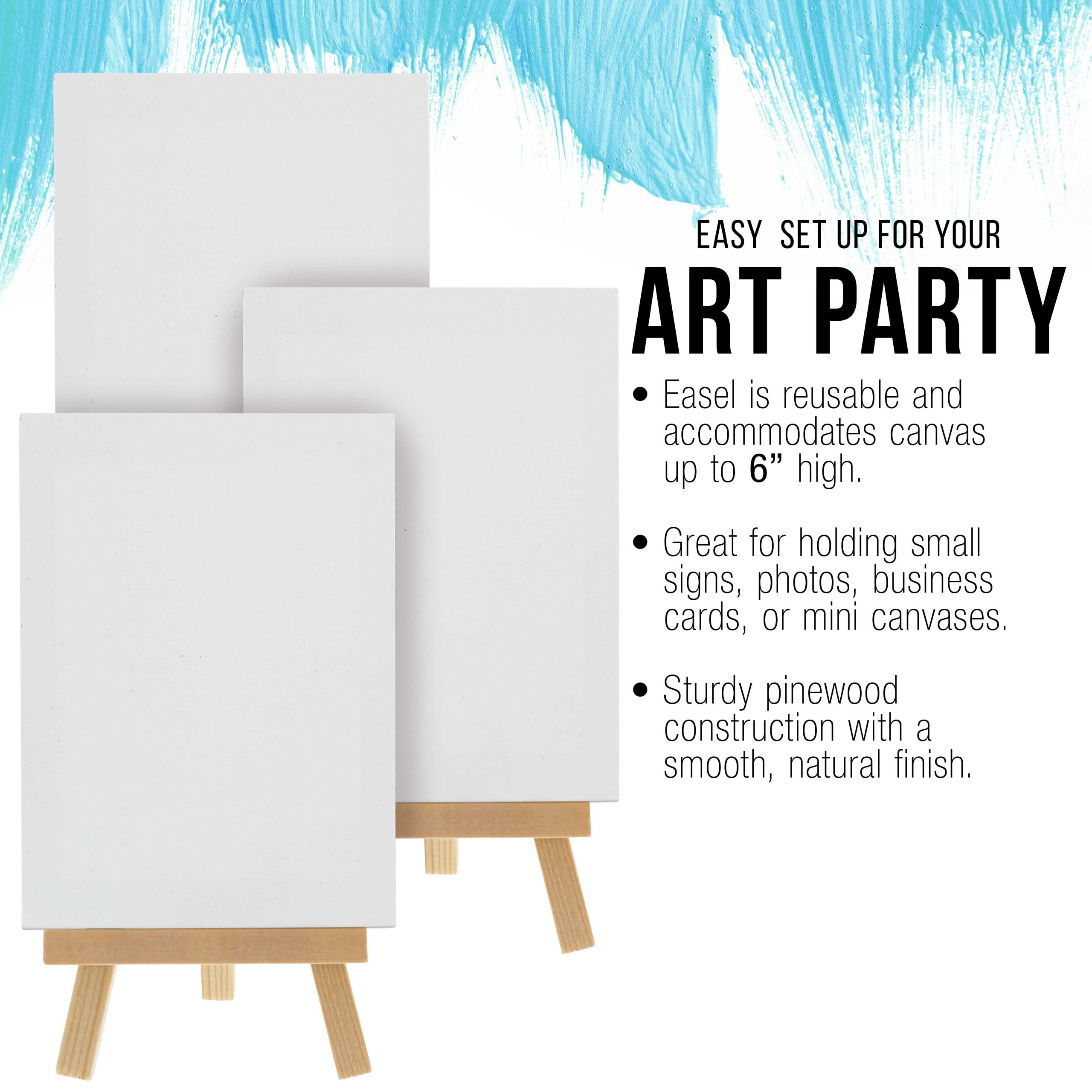 4 x 6 Stretched Canvas with 8 High Small Natural Wooden Easel (12 Pack). A-Frame Canvas Stand Tripod. Small Painting Easels - Tabletop Easel for Painting. Canvases. Student Crafts - Image 5