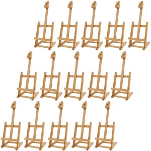16 Mini Tabletop Wooden H-Frame Studio Easel (Pack of 12) - Artists Adjustable Beechwood Painting and Display Easel. Holds Up To 12 Canvas. Holder