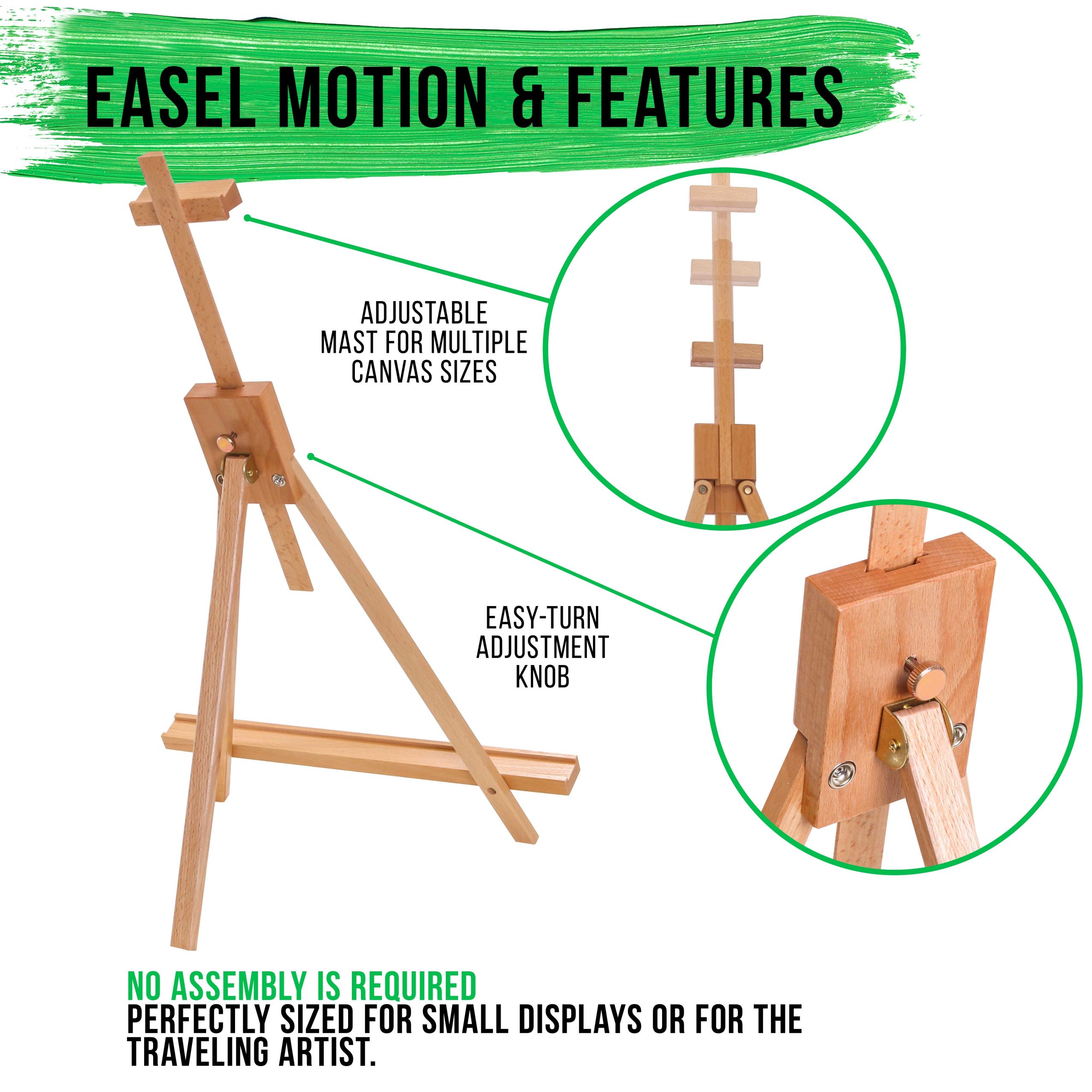 31 High Wood Studio Tabletop Easel (4 Pack) - Adjustable Artist Tripod. Holds Up to 27 Canvas. Folding A-Frame Artist Display Stand - Table Top Easel for Painting - Image 3
