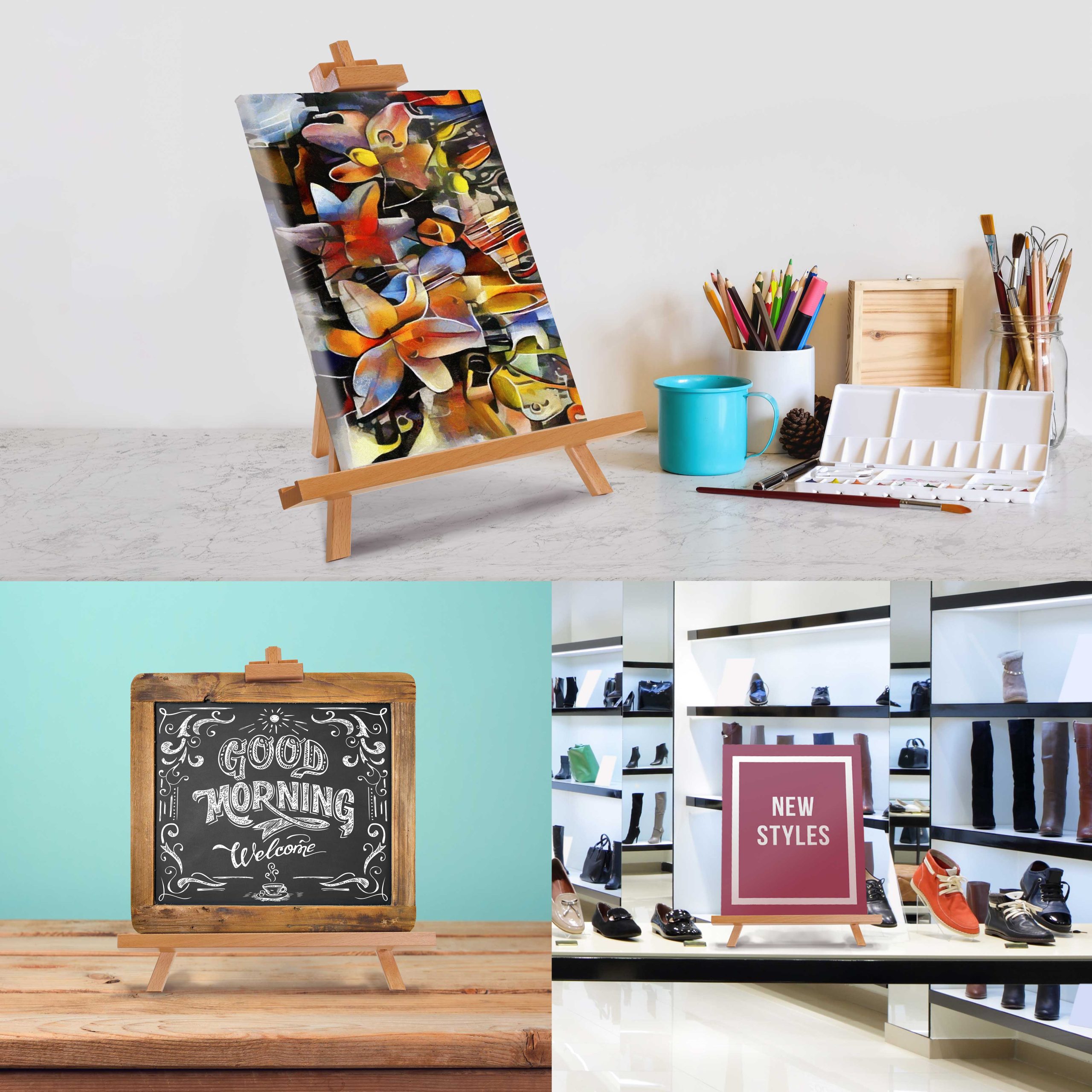 31 High Wood Studio Tabletop Easel (4 Pack) - Adjustable Artist Tripod. Holds Up to 27 Canvas. Folding A-Frame Artist Display Stand - Table Top Easel for Painting - Image 5
