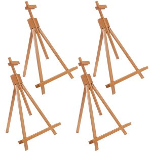 31 High Wood Studio Tabletop Easel (4 Pack) - Adjustable Artist Tripod. Holds Up to 27 Canvas. Folding A-Frame Artist Display Stand - Table Top Easel for Painting