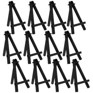 5 Mini Easel (12 Pack) - Black Wooden A-Frame Tabletop Display Stand. Mini Easel Stand - Small Easels for Display. Small Canvases. Crafts. Business Cards. Signs. Photos. Gifts