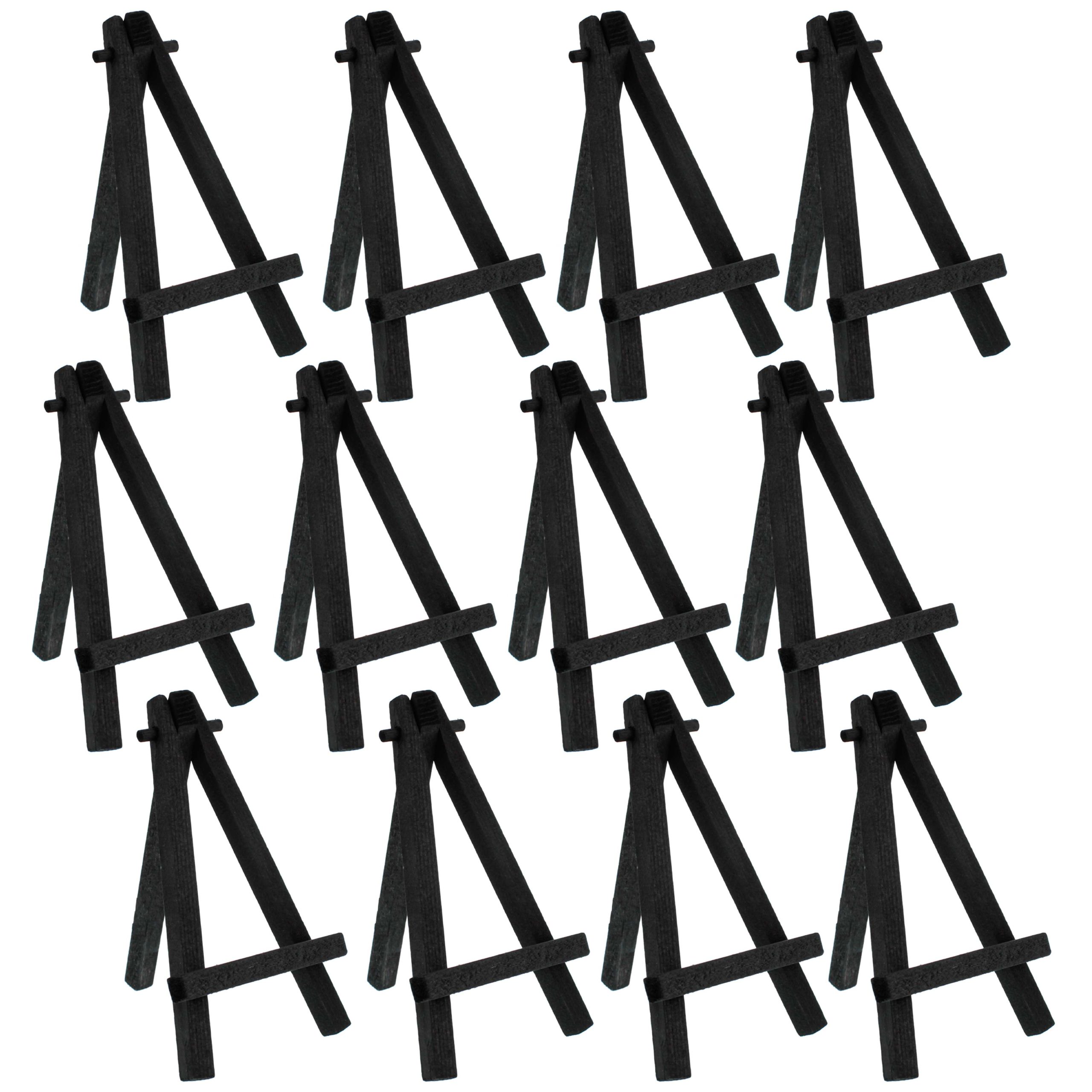 5 Mini Easel (12 Pack) - Black Wooden A-Frame Tabletop Display Stand. Mini Easel Stand - Small Easels for Display. Small Canvases. Crafts. Business Cards. Signs. Photos. Gifts