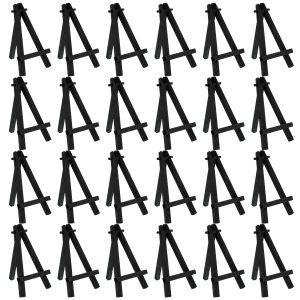5 Mini Easel (24 Pack) - Black Wooden A-Frame Tabletop Display Stand. Mini Easel Stand - Small Easels for Display. Small Canvases. Crafts. Business Cards. Signs. Photos. Gifts